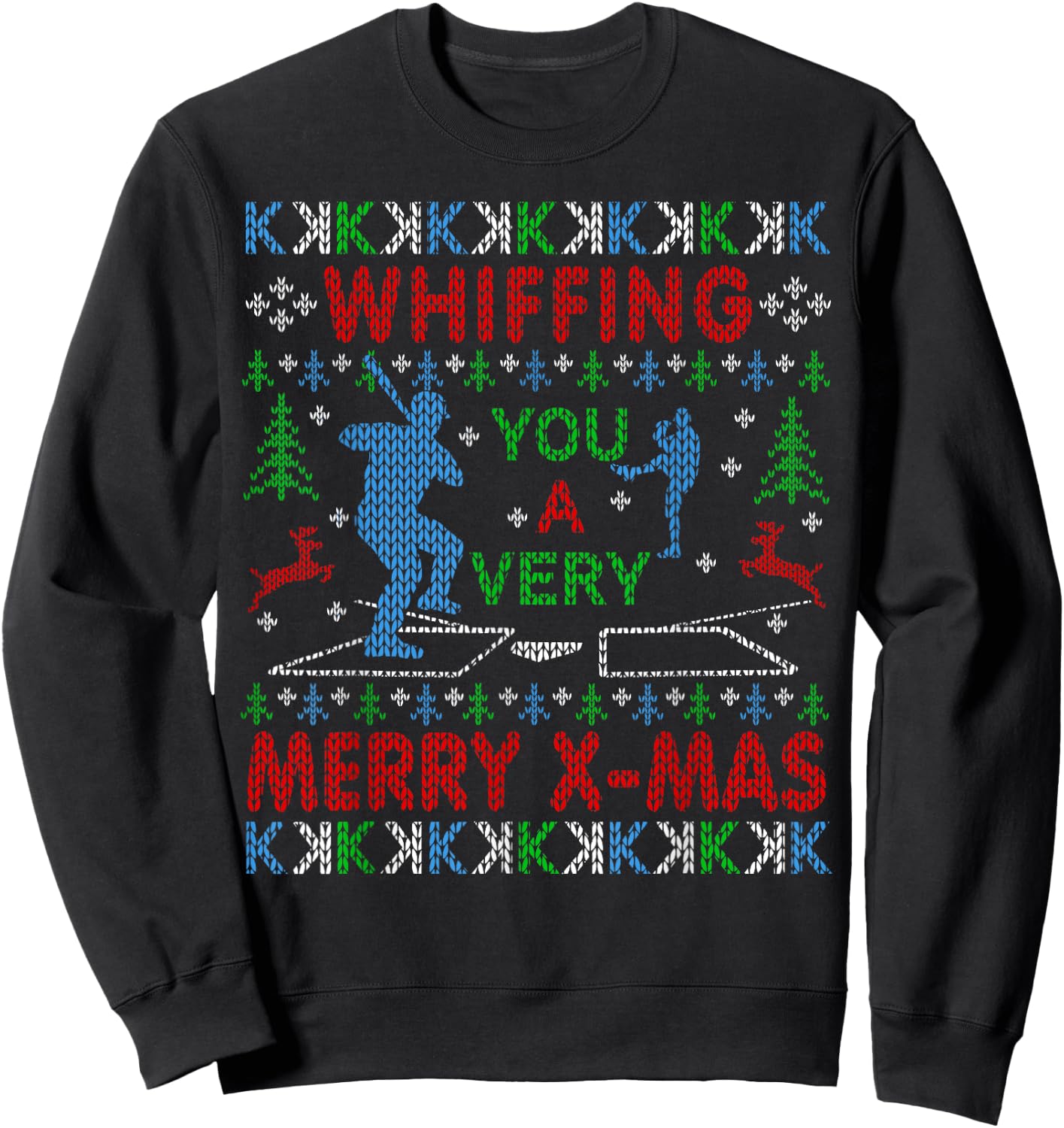 Baseball Pitching Funny Ugly Christmas Sweater Party Shirt Sweatshirt - Sweatshirt | Black