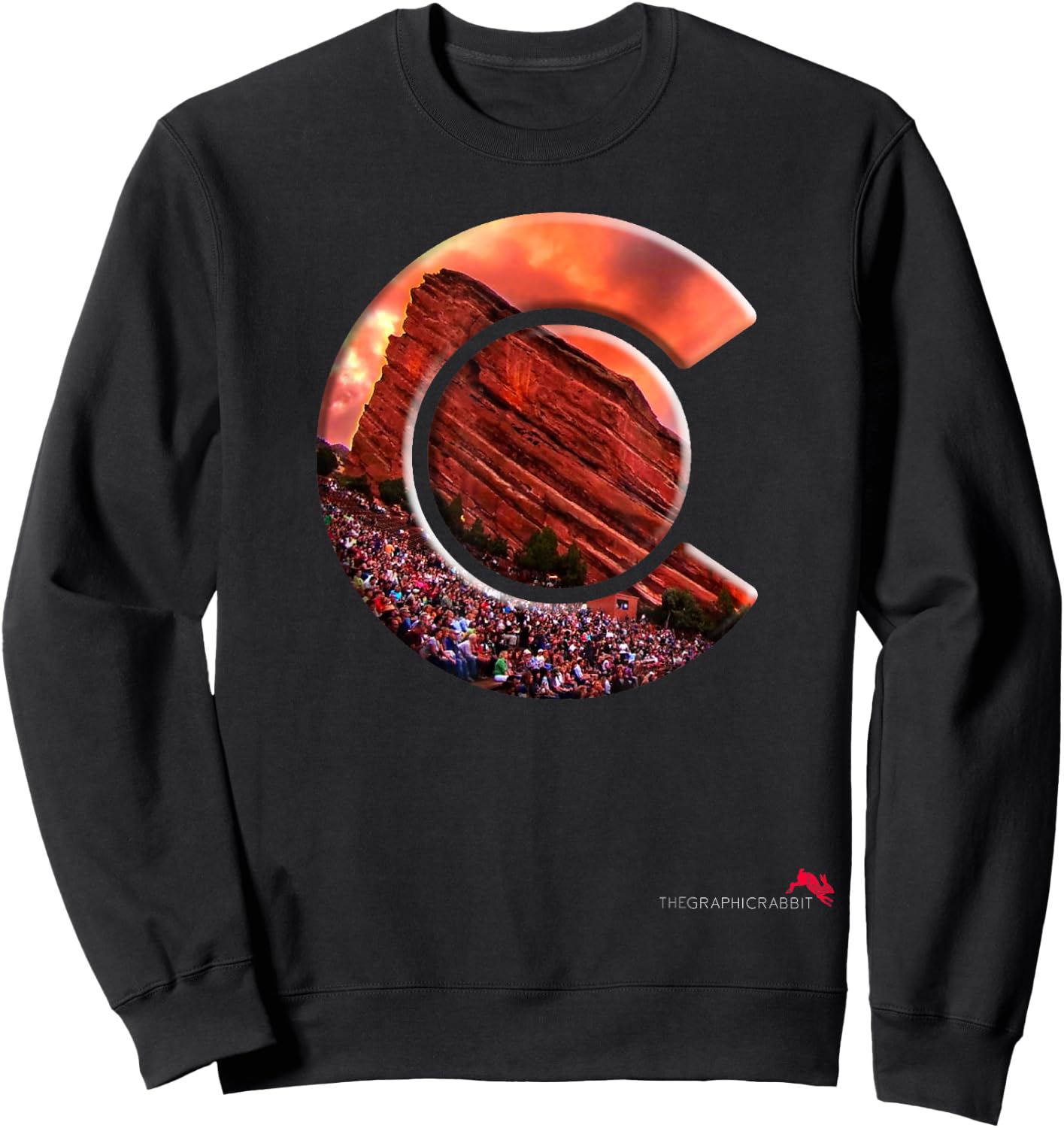 Red Rocks Amphitheater - Colorado State Flag Sweatshirt - Sweatshirt | Black