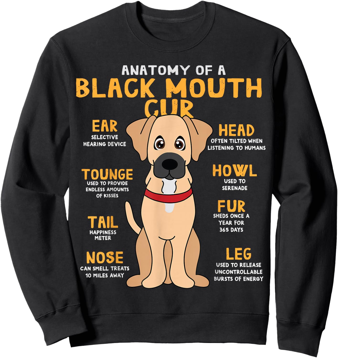 Black Mouth Cur Funny Anatomy Gift Black Mouth Cur Sweatshirt - Sweatshirt | Black
