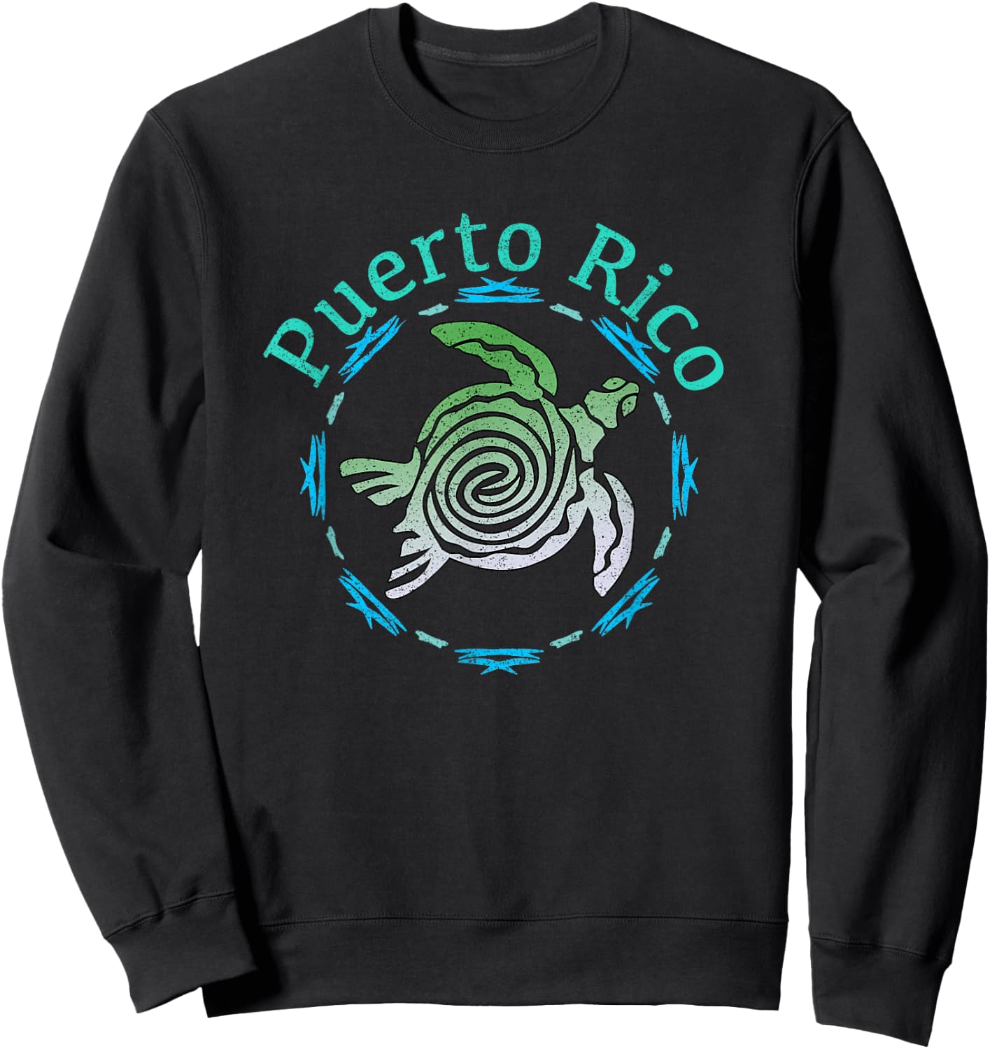 Puerto Rico Vintage Tribal Turtle Gift Sweatshirt - Sweatshirt | Black