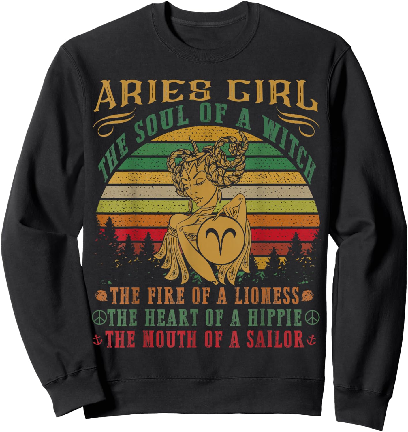 Aries girl the soul of a witch mouth of a sailor Sweatshirt - Sweatshirt | Black