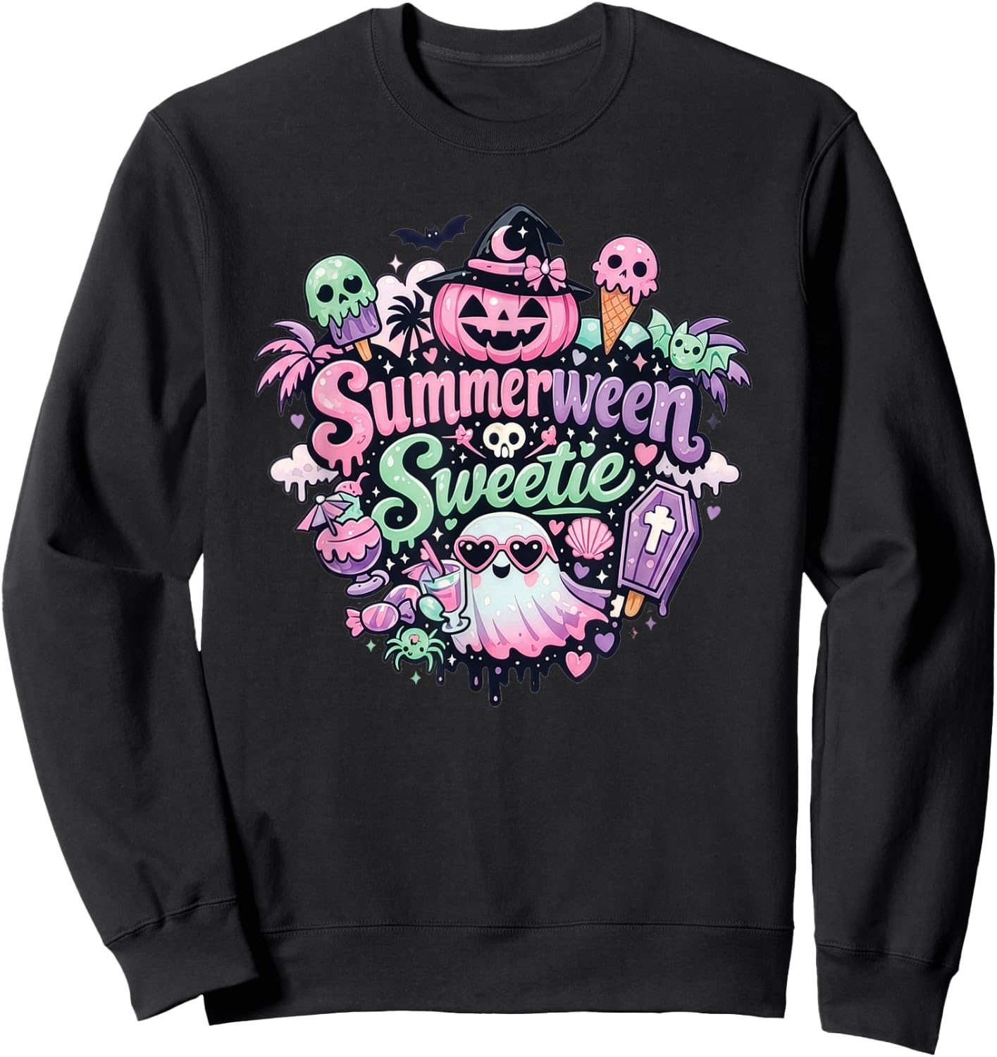 Summerween Sweetie Cute Halloween Pastel Gothic Design Sweatshirt - Sweatshirt | Black