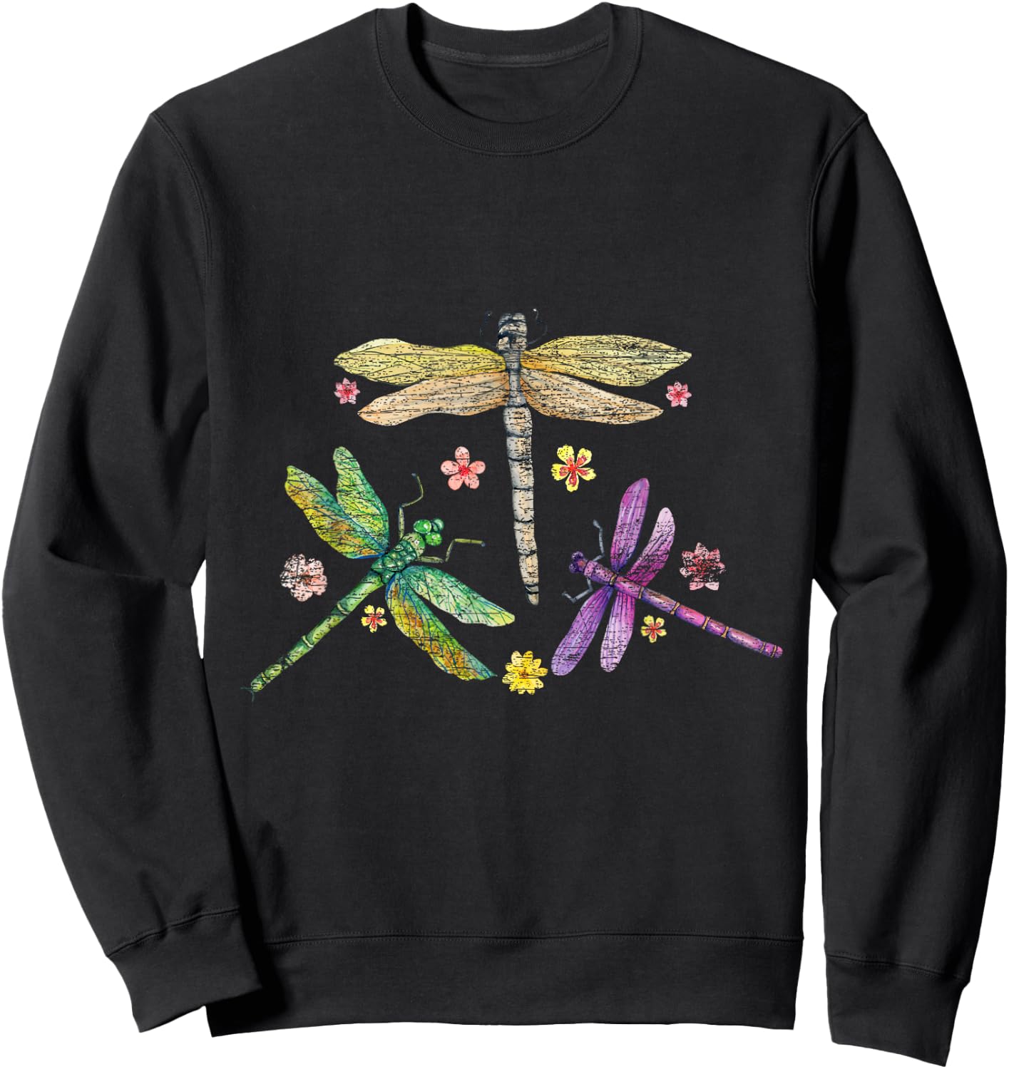 Dragonfly Shirts -Adults Black Modern Dragonfly Sweatshirt - Sweatshirt | Black