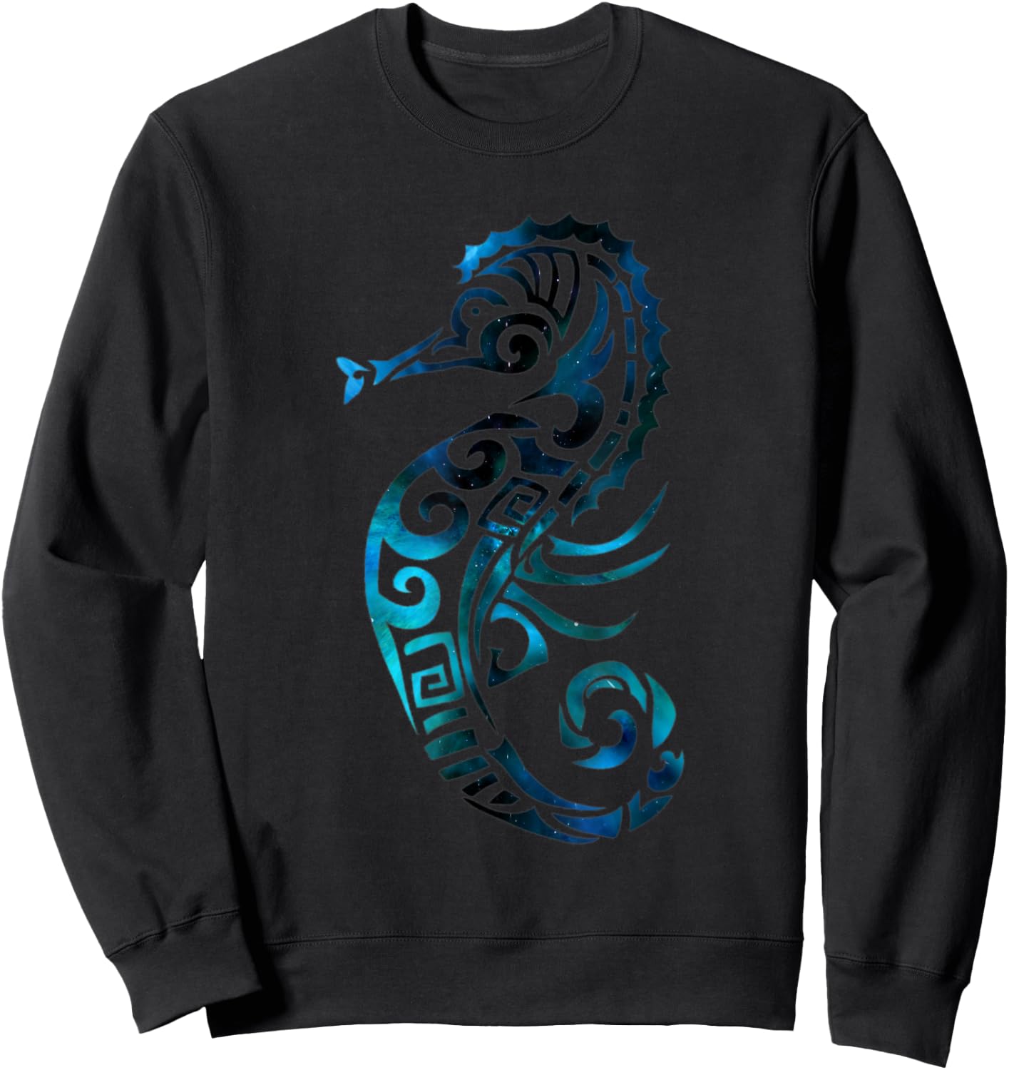 Turquoise seahorse ocean design Sweatshirt - Sweatshirt | Black