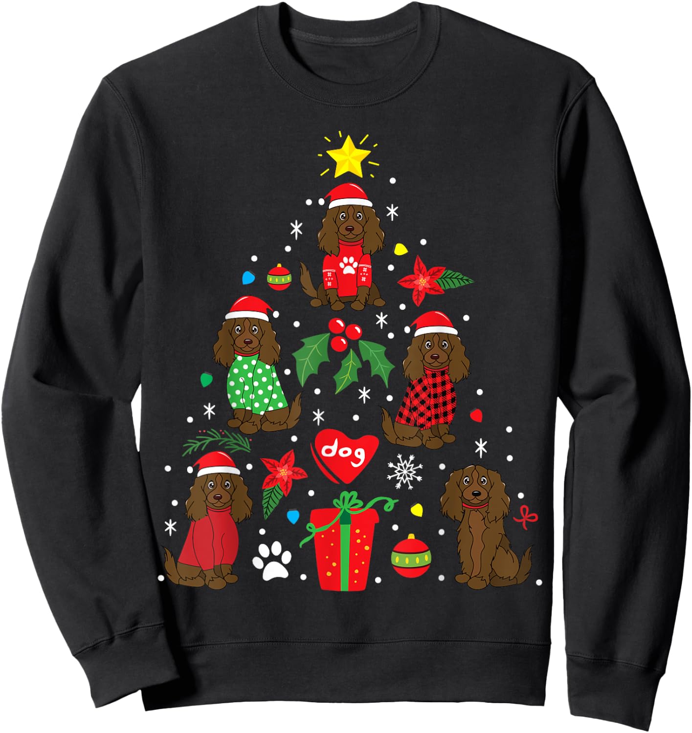Boykin Spaniel Christmas Funny Dog Gift Sweatshirt - Sweatshirt | Black