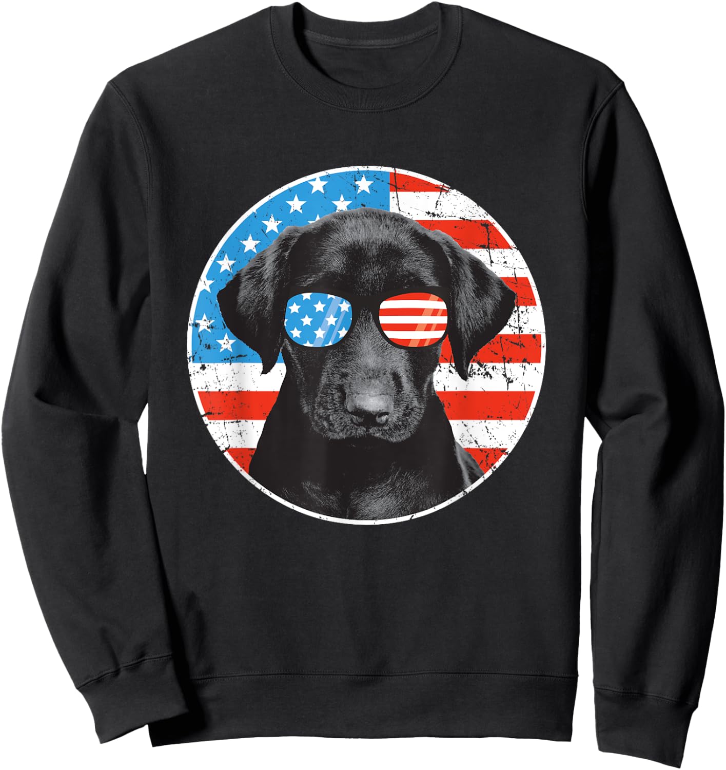 Fourth Of July Dog American Flag July 4th Labrador Retriever Sweatshirt - Sweatshirt | Black