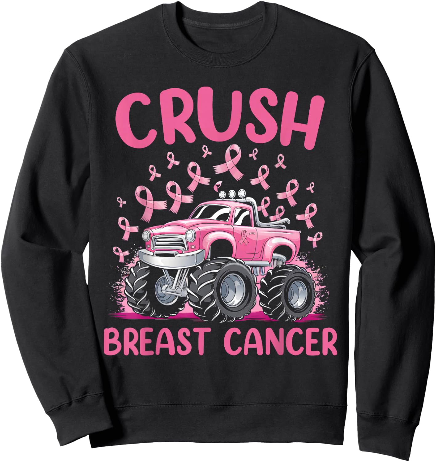 Crush Breast Cancer Awareness Truck pink for kids Sweatshirt - Sweatshirt | Black