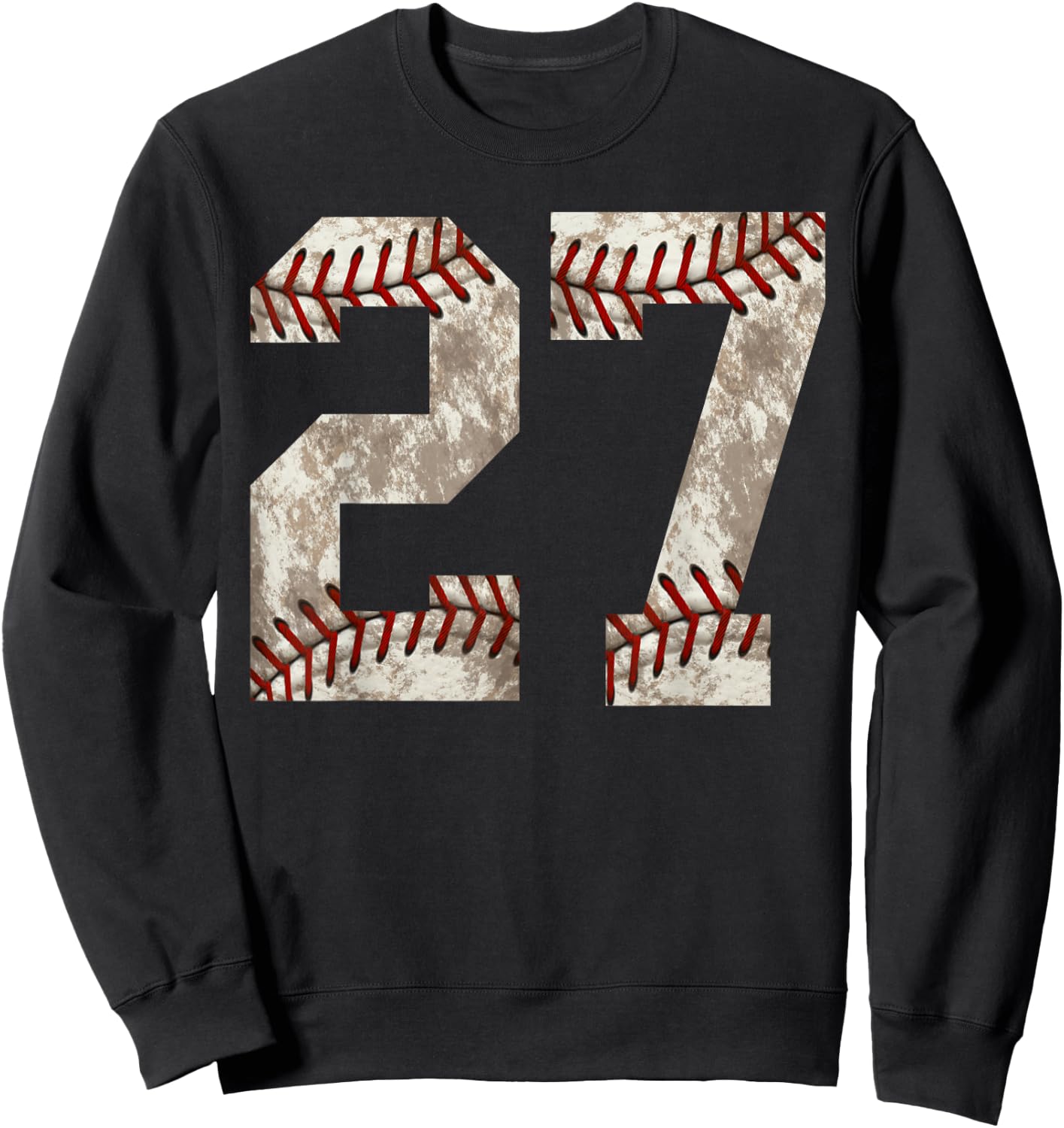 Baseball Player Jersey Number 27 Vintage Distressed Gift Sweatshirt - Sweatshirt | Black
