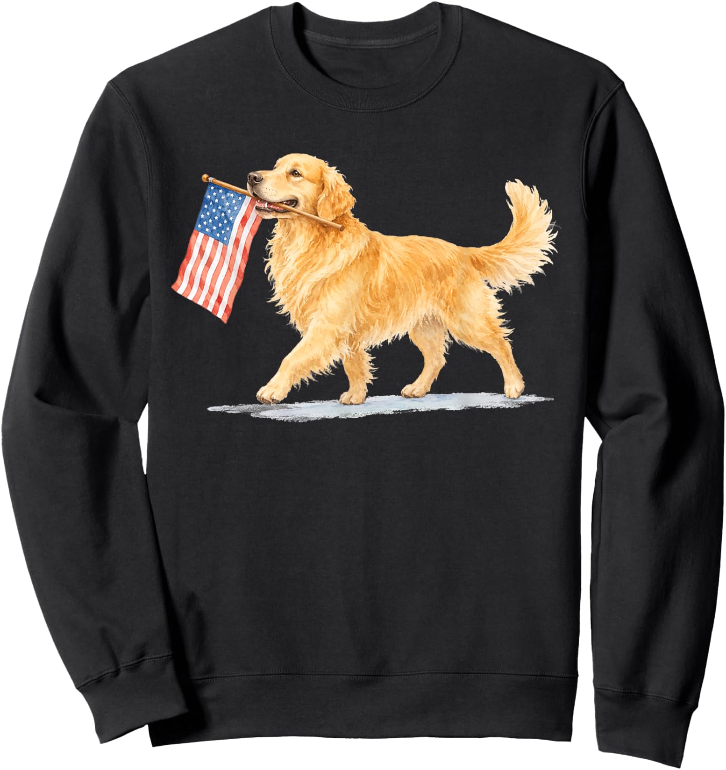 Golden Retriever American Flag Golden Retriever 4Th of July Sweatshirt - Sweatshirt | Black