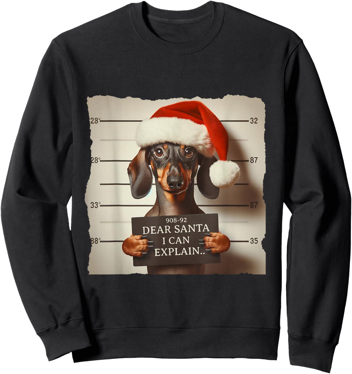 Funny Dachshund Christmas Dear Santa I Can Explain Weiner Sweatshirt - Sweatshirt | Black