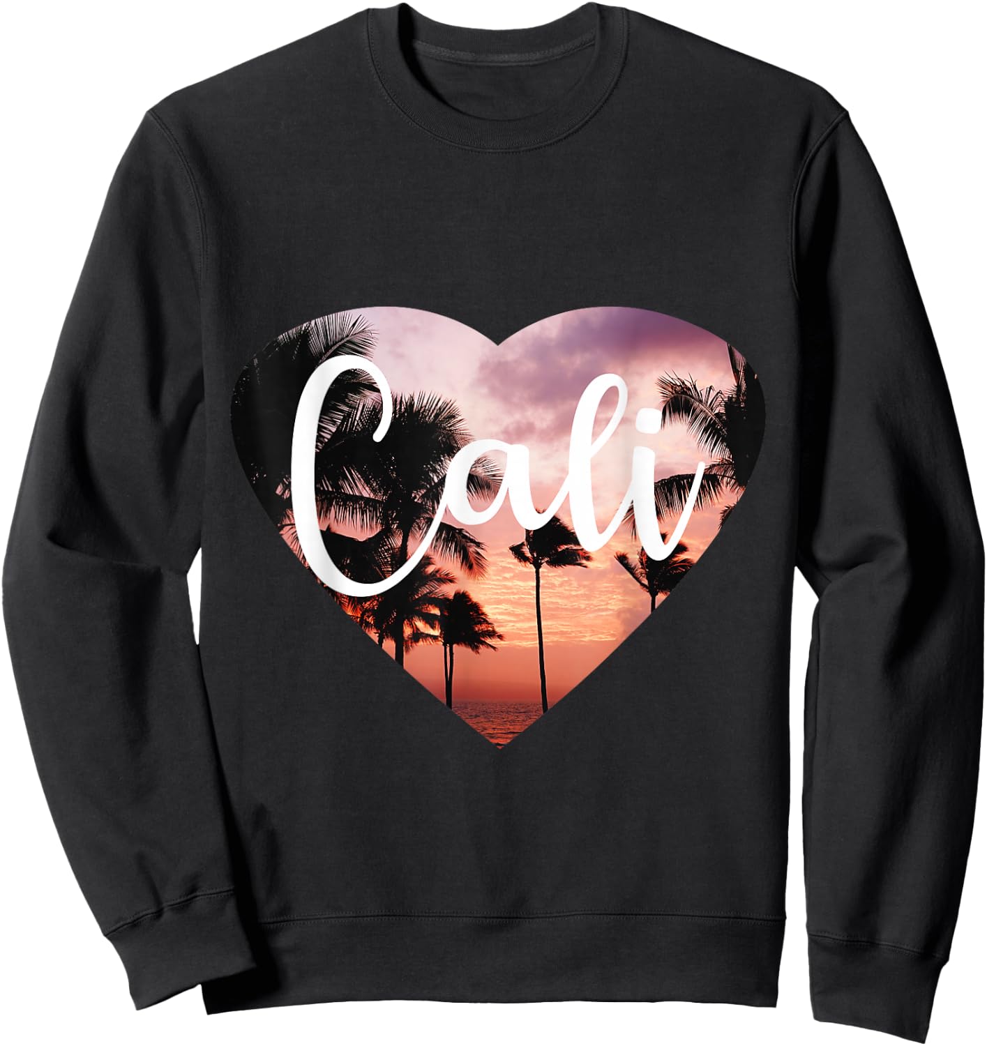 Premium California Cali Heart Sweatshirt - Sweatshirt | Black
