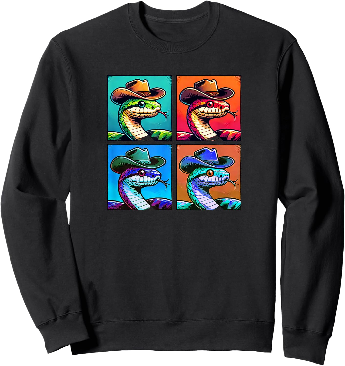 Snake In Cowboy Hat Funny Animal Cowboy Snake Owner Pic Sweatshirt - Sweatshirt | Black