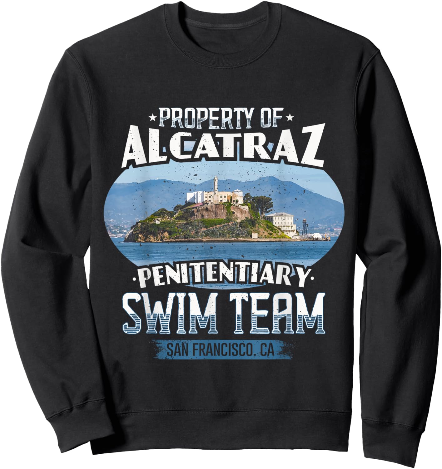 Funny Swimming Alcatraz Swim Team Sweatshirt - Sweatshirt | Black