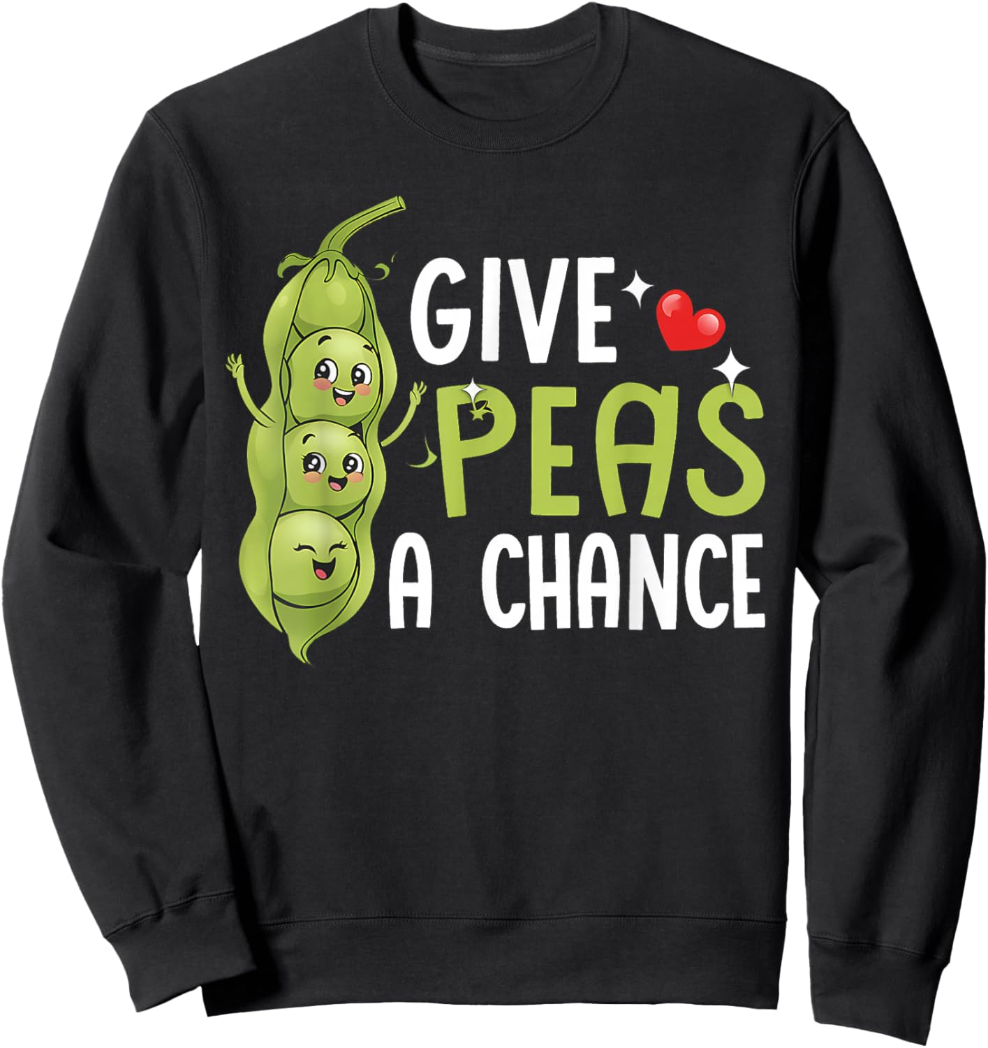 Vegan Vegetable Give Peas A Chance Earth Day Sweatshirt - Sweatshirt | Black