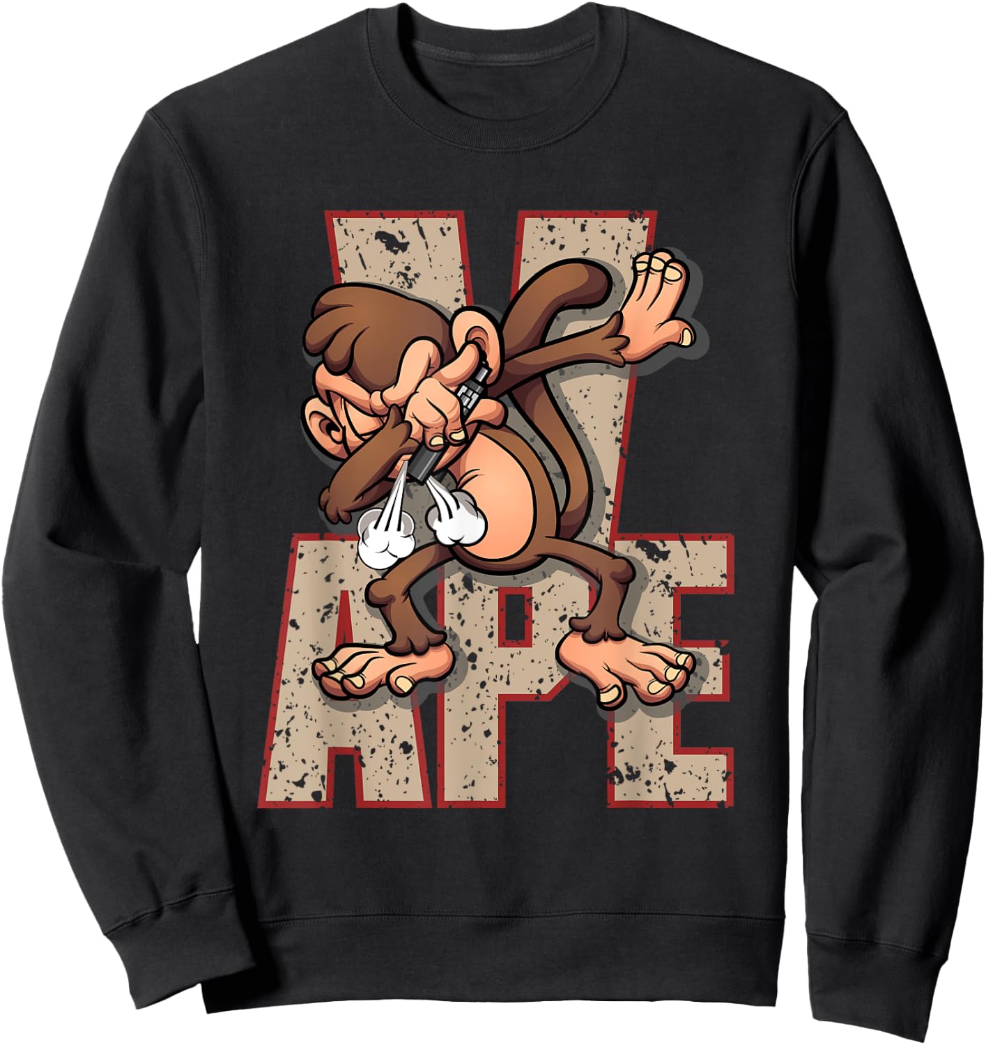 Vaping Dabbing Exhale Ape Smoking Monkey Ecig Vapor Sweatshirt - Sweatshirt | Black
