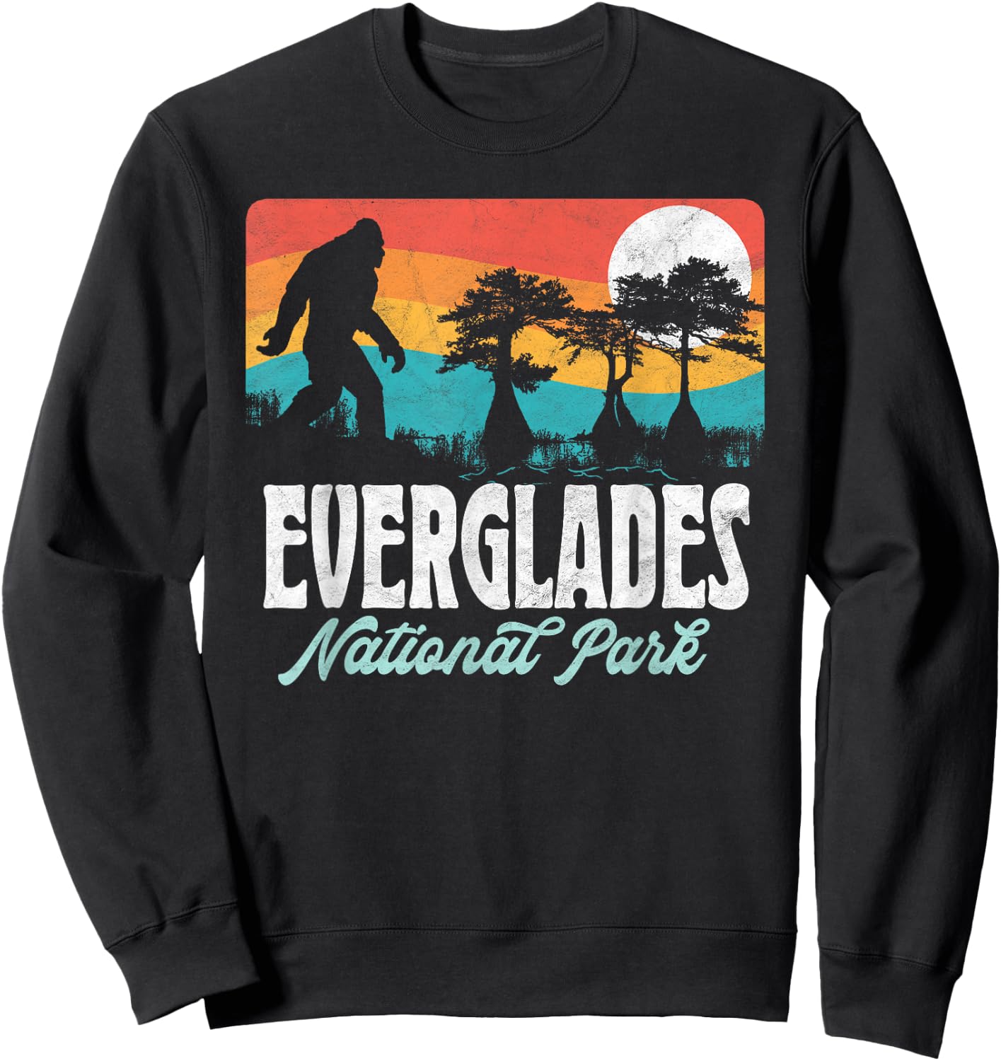 Everglades National Park Florida Bigfoot Swamp Ape & Trees Sweatshirt - Sweatshirt | Black