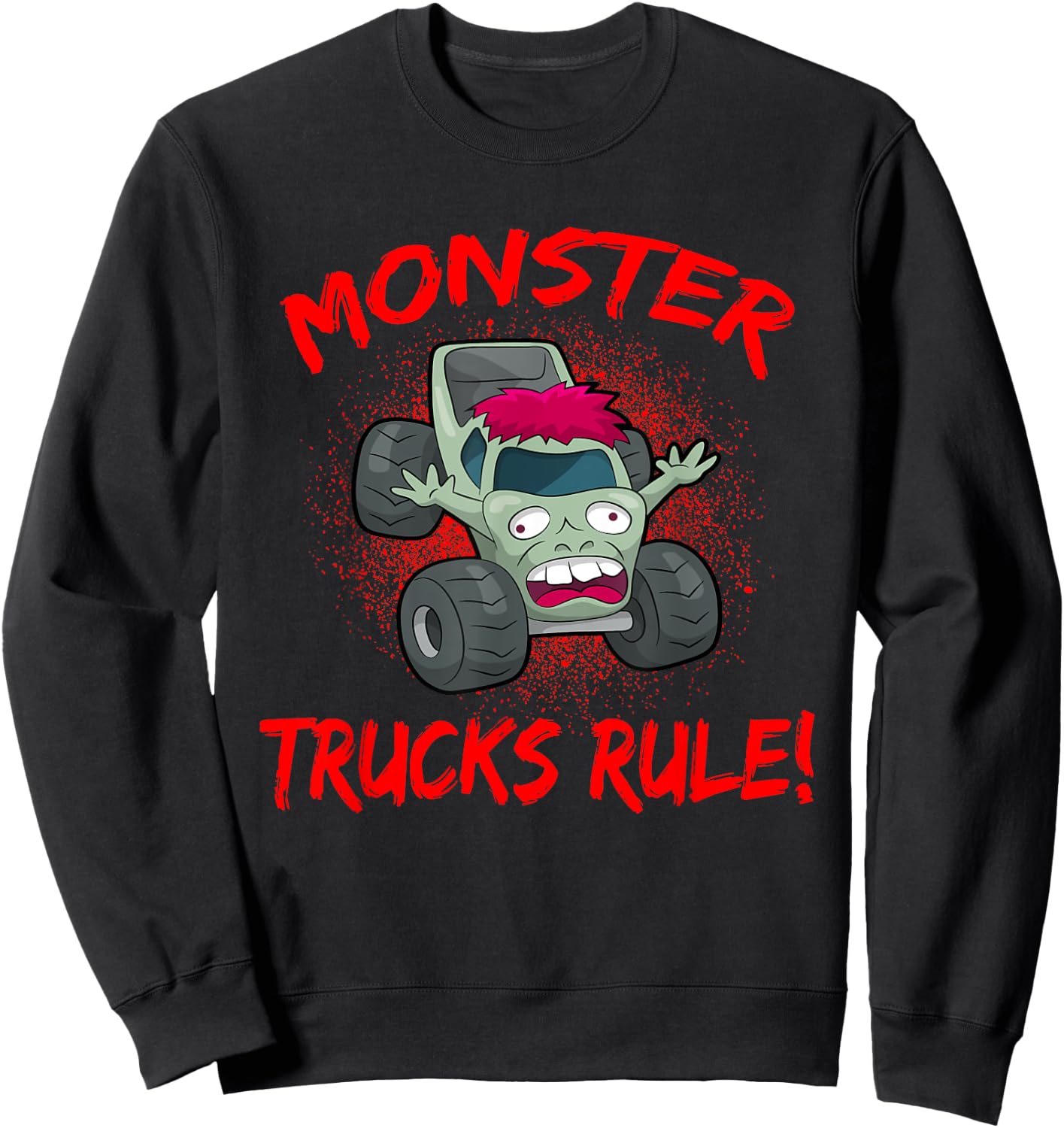Zombie Cartoon Monster Trucks Rule Big Size Car SUV Sweatshirt - Sweatshirt | Black