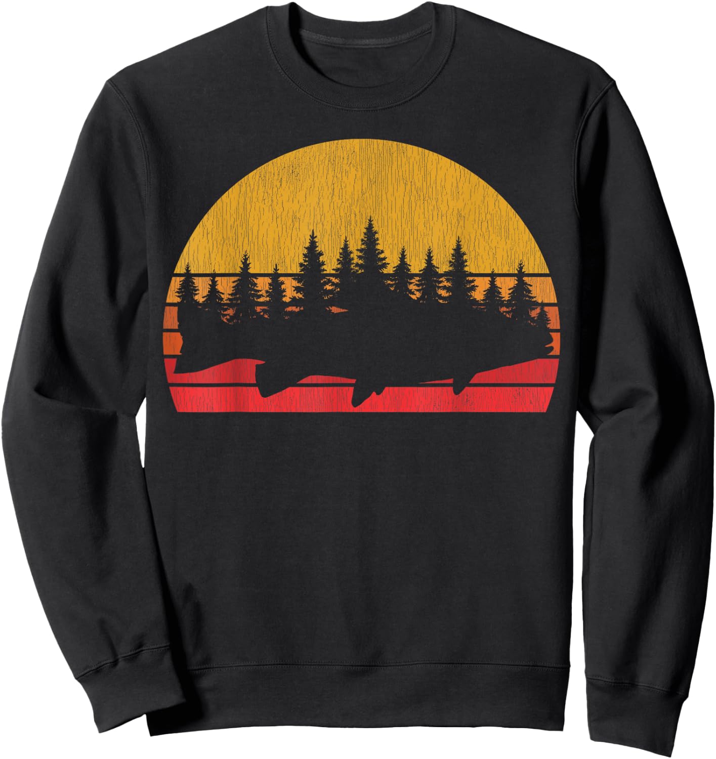 Steelhead Fishing Retro Trout Fisherman Outdoorsmen Sweatshirt - Sweatshirt | Black