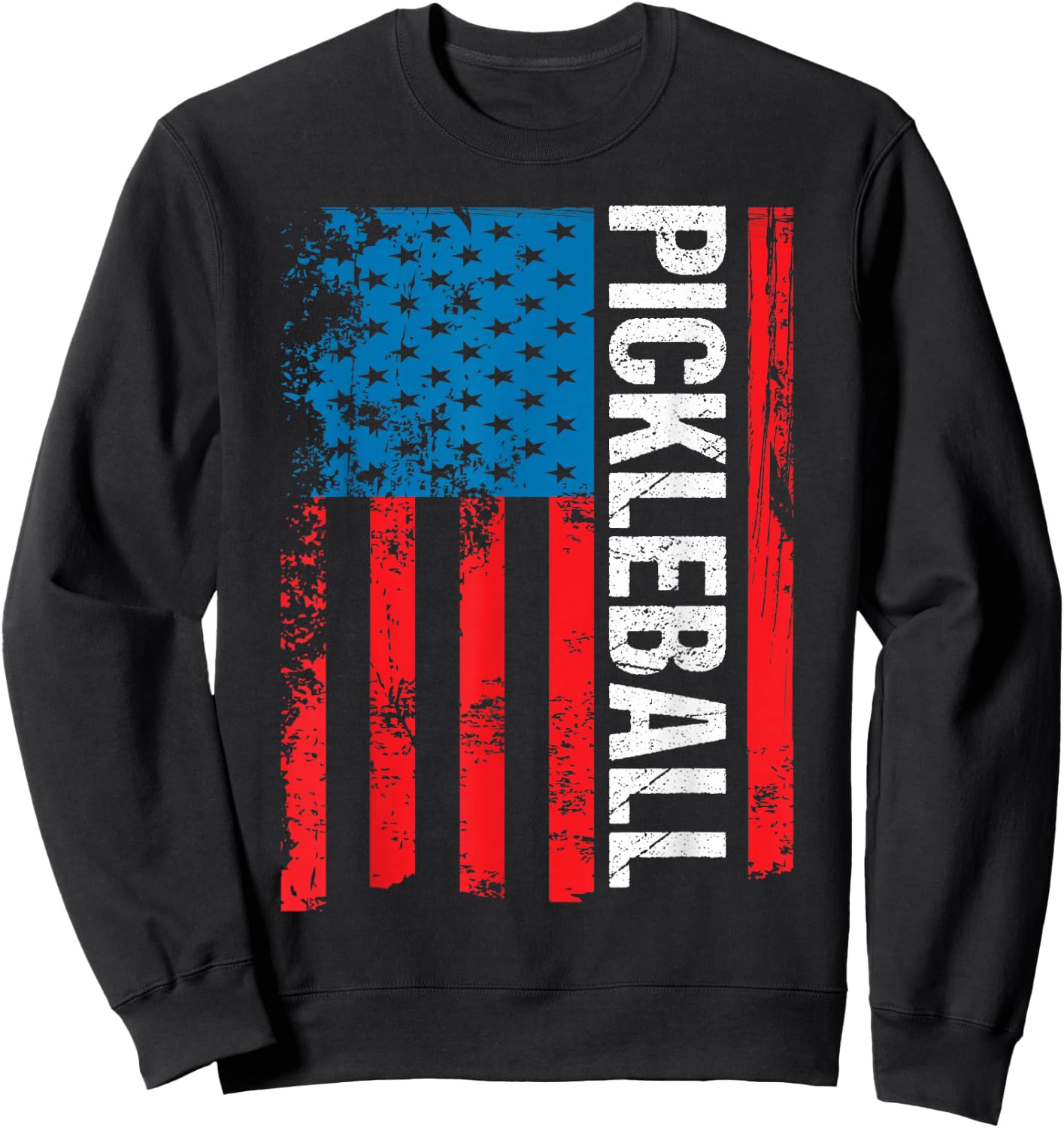Funny Pickleball Player Gift USA Flag Pickleball Paddle Dink Sweatshirt - Sweatshirt | Black