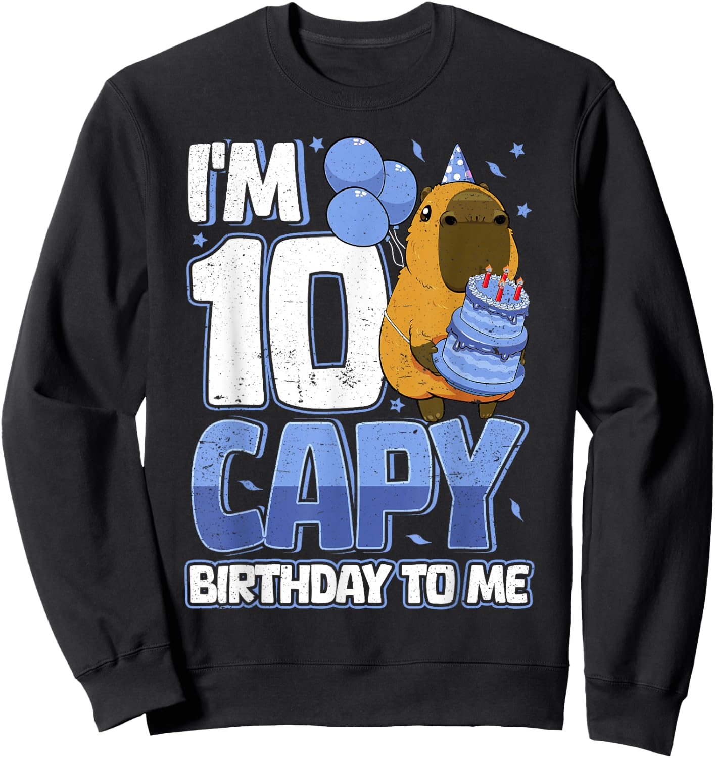 10 Years Capy Birthday to me Boys 10th Birthday Capybara Sweatshirt - Sweatshirt | Black