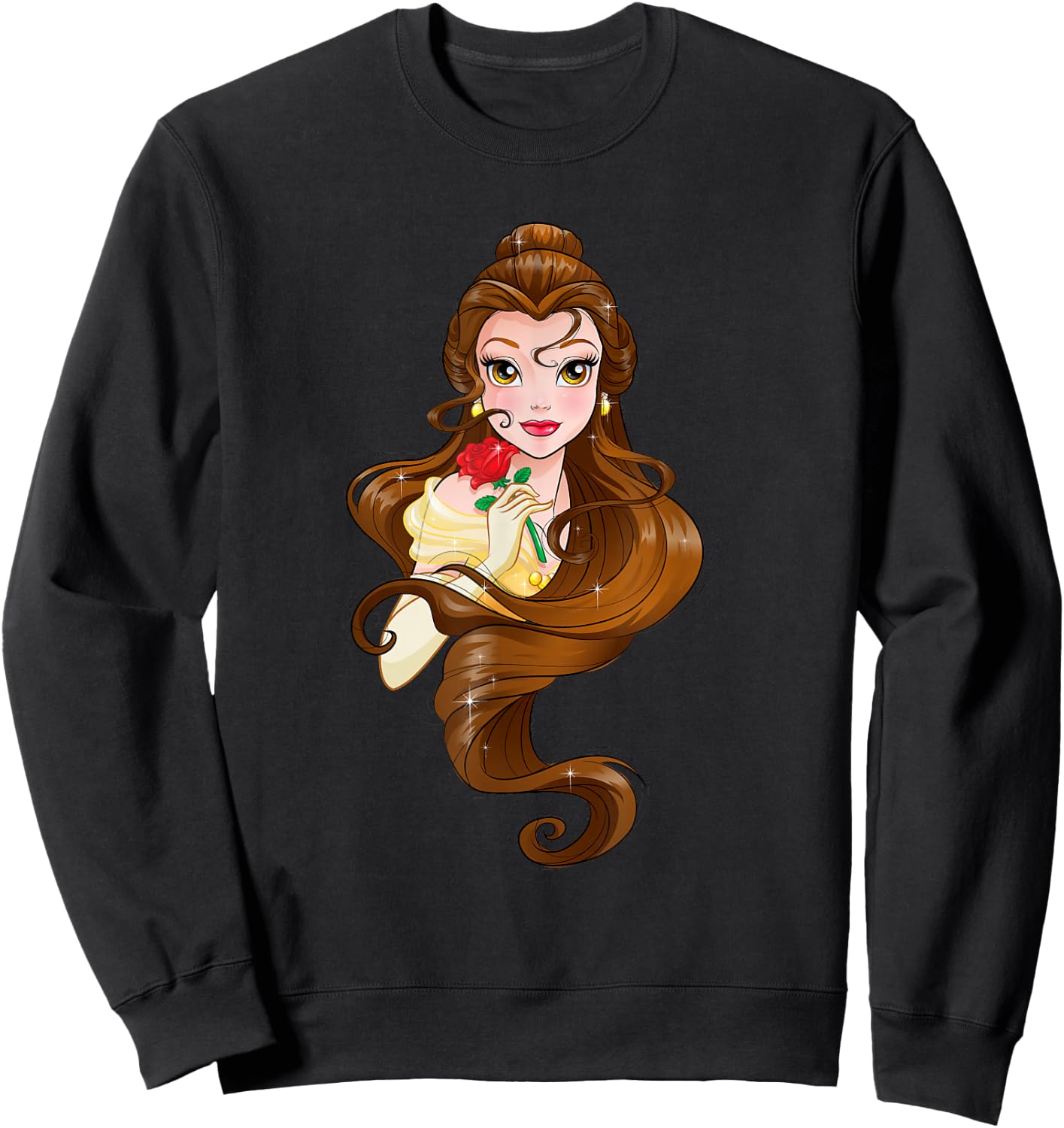 Disney Belle Black Classic Fit - Adult Round Neck Short Sleeve Fantasy Sweatshirt - Sweatshirt | Black