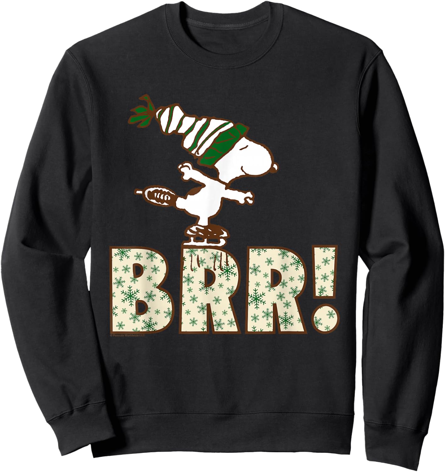 Peanuts Christmas Snoopy Ice Skating Brr Sweatshirt - Sweatshirt | Black