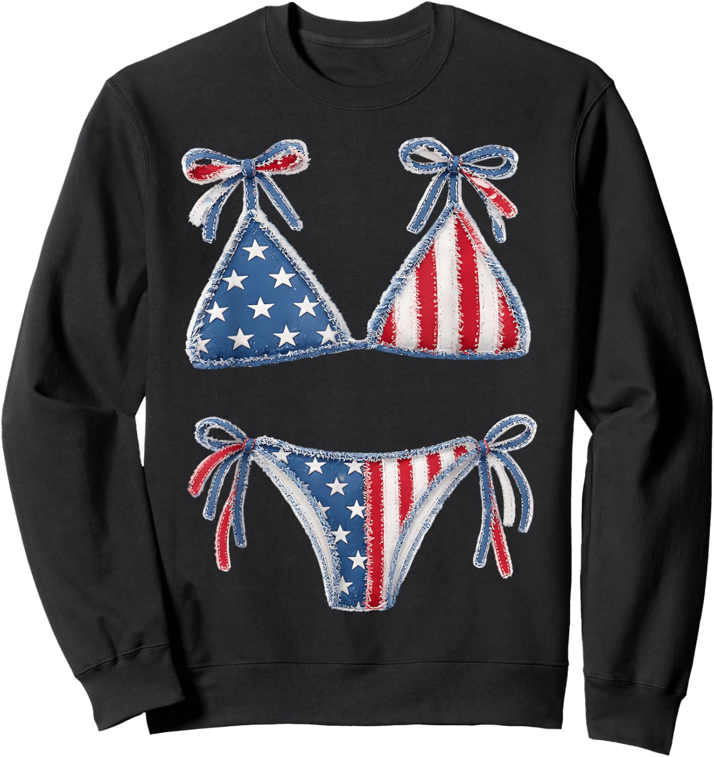 Bikini American Flag Cover Up Swimsuit 4th of July American Sweatshirt - Sweatshirt | Black