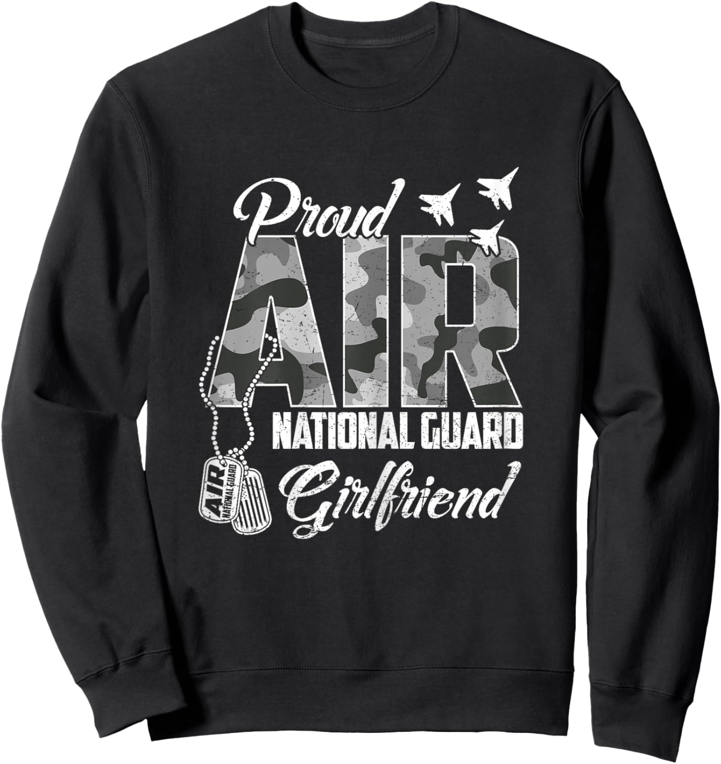 Proud Air National Guard Girlfriend US Camo Family Matching Sweatshirt - Sweatshirt | Black