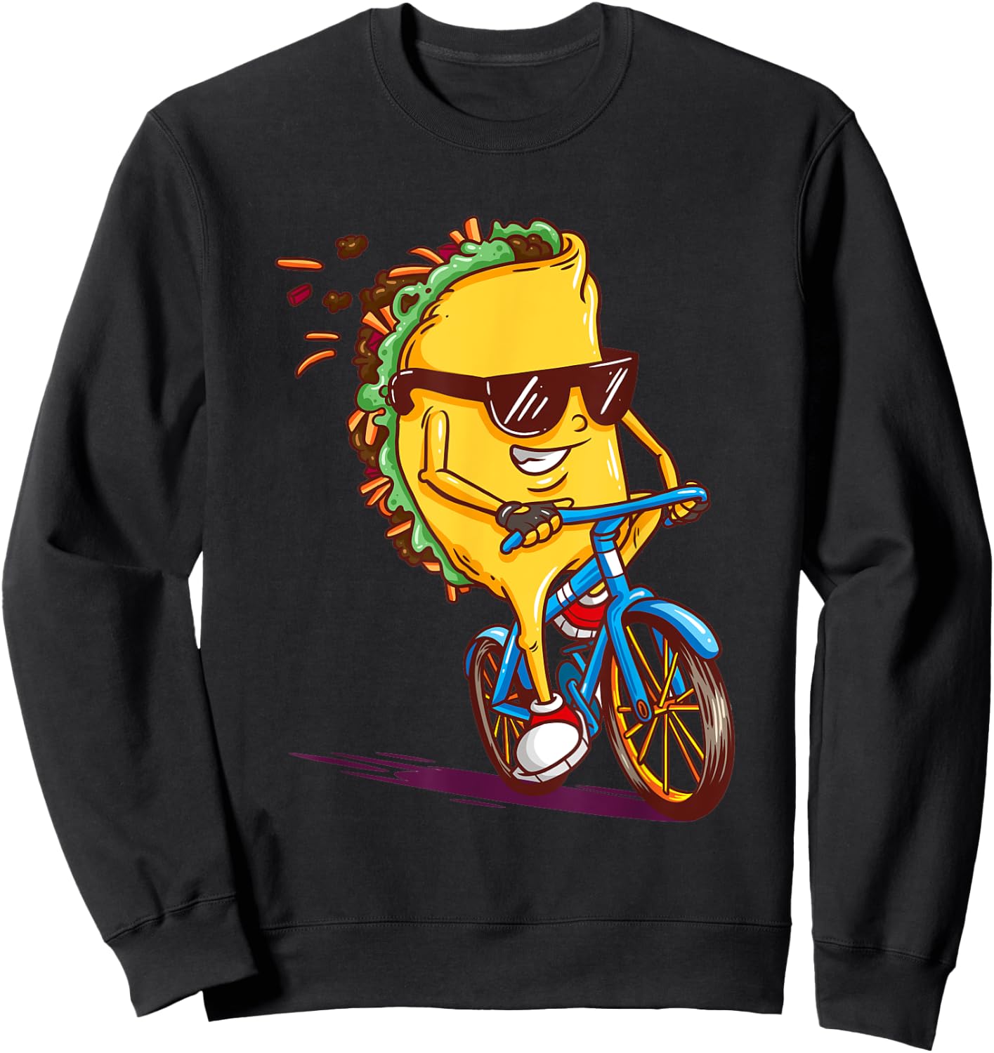 Cycling Tacos Shirt Road Bike Bicycle Cyclist Gift Sweatshirt - Sweatshirt | Black