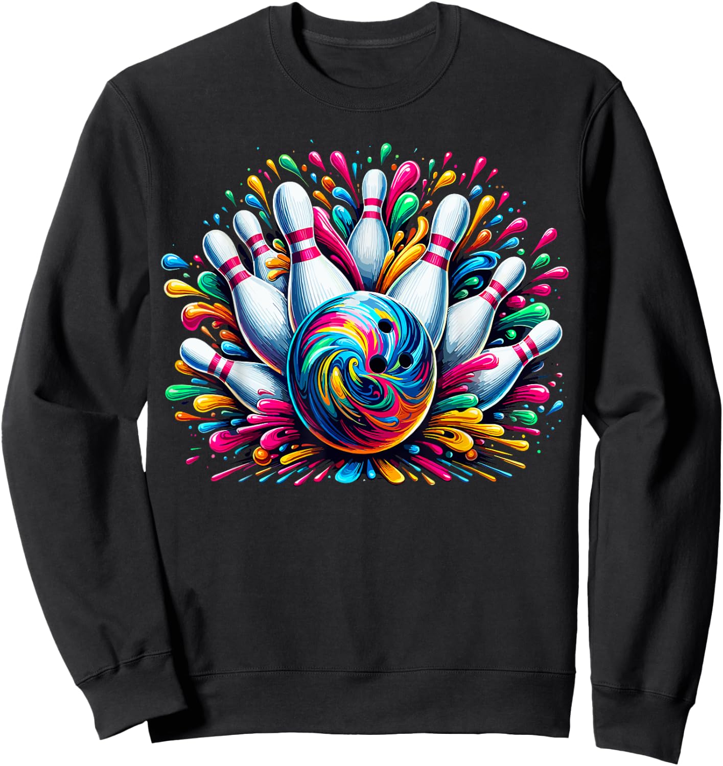 Bowling Cute Colorsplash Ball Sweatshirt - Sweatshirt | Black