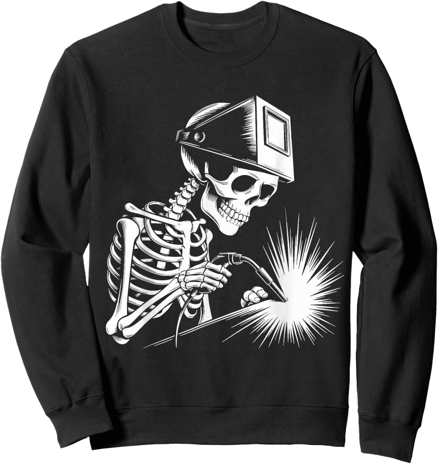 Funny Skeleton Welding Lovers Spooky Halloween Welder Sweatshirt - Sweatshirt | Black