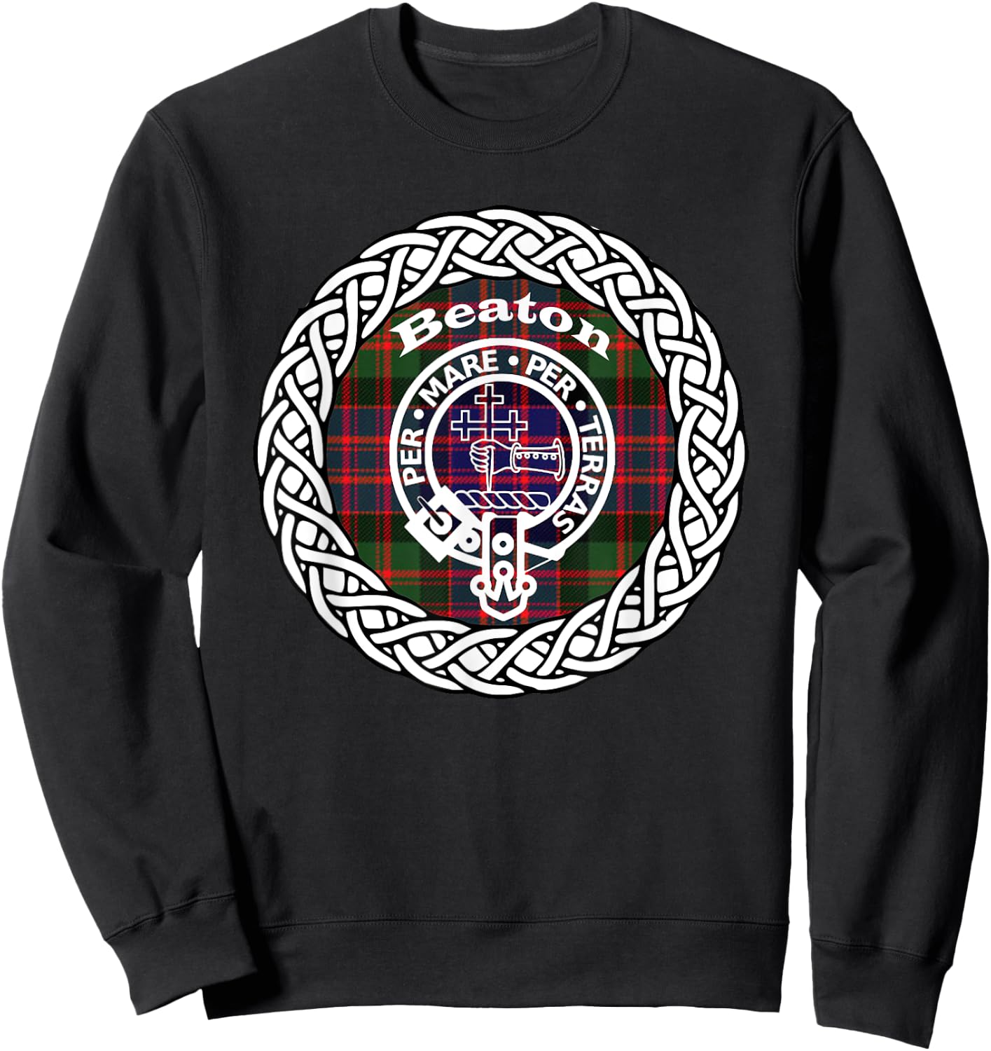Beaton surname Scottish clan tartan crest badge Sweatshirt - Sweatshirt | Black