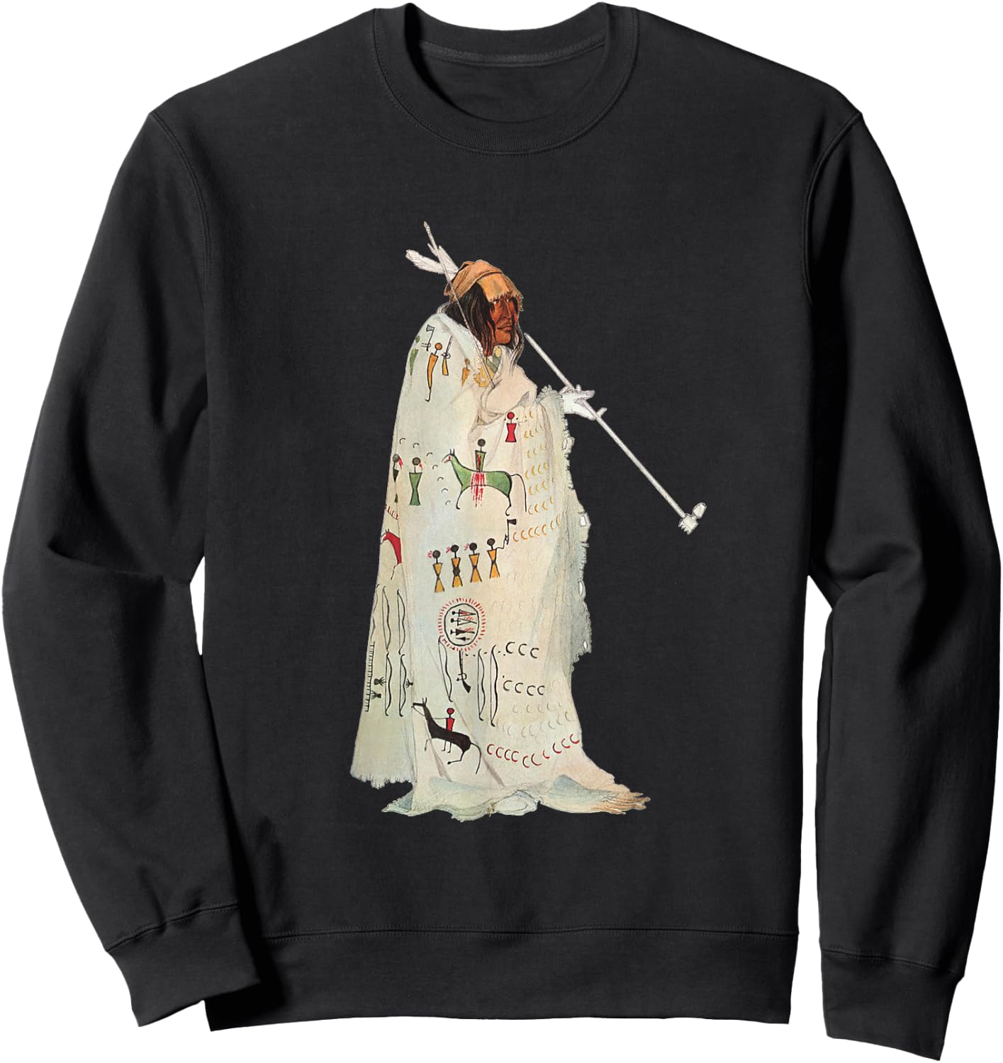 Native American Indian with Pipe by Karl Bodmer Sweatshirt - Sweatshirt | Black