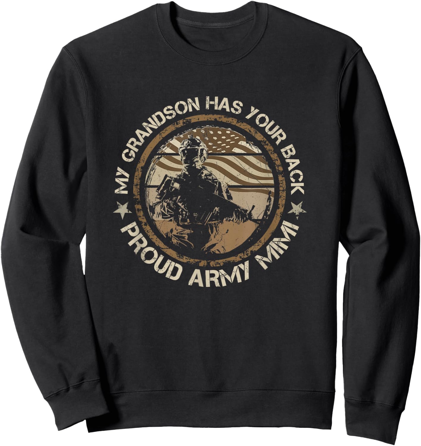 My Grandson Has Your Back Proud Army Mimi Military Family Sweatshirt - Sweatshirt | Black