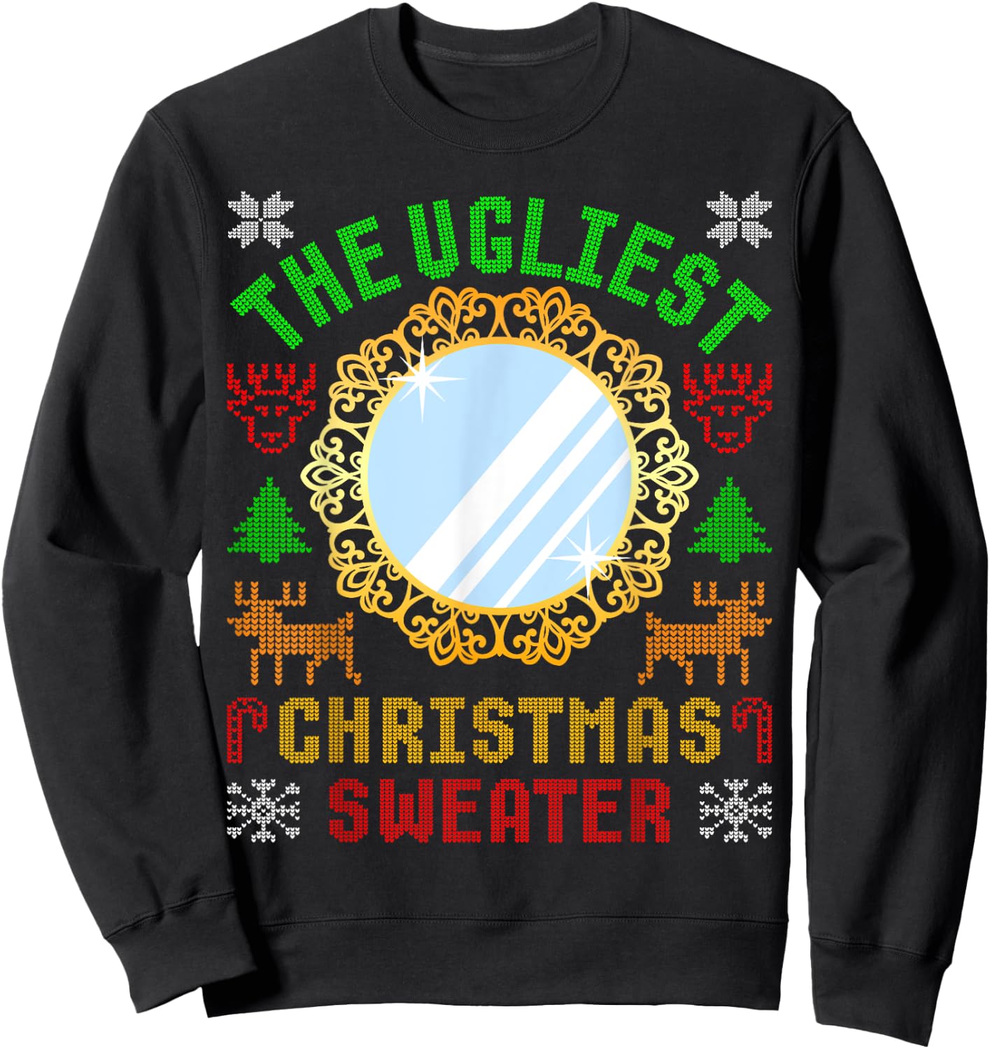 The Ugliest Ugly Christmas Sweater With Mirror Funny Xmas Sweatshirt - Sweatshirt | Black