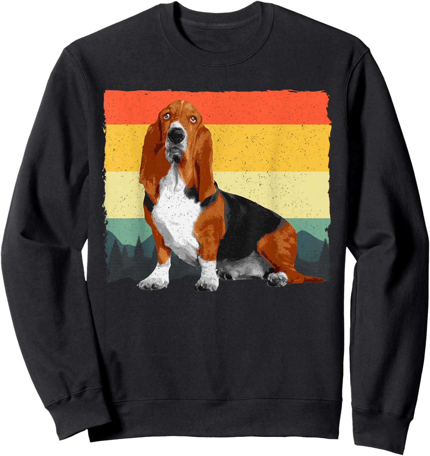 Retro Basset Hound Art Women Kids Basset Hound Lover Sweatshirt - Sweatshirt | Black