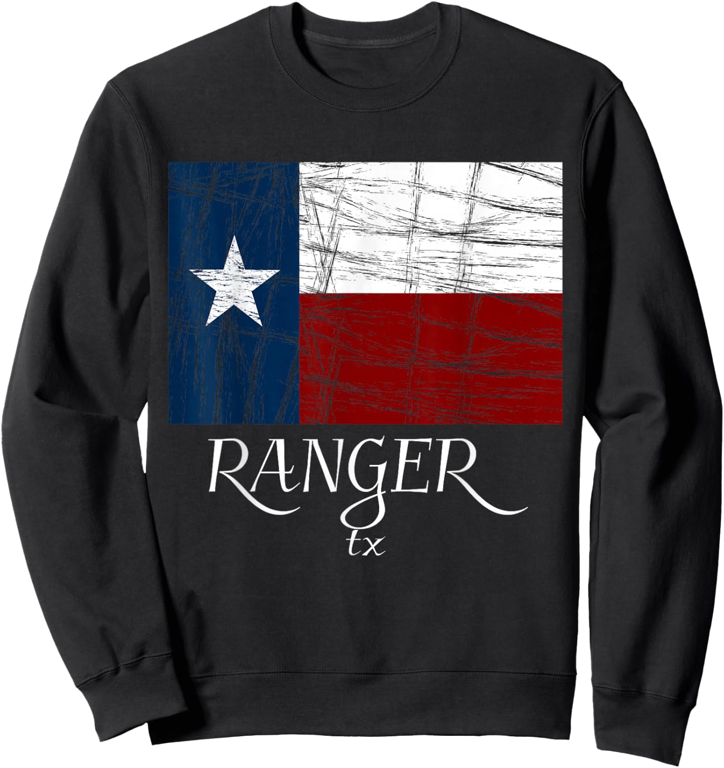 Ranger TX - | City State - Texas Flag Sweatshirt - Sweatshirt | Black