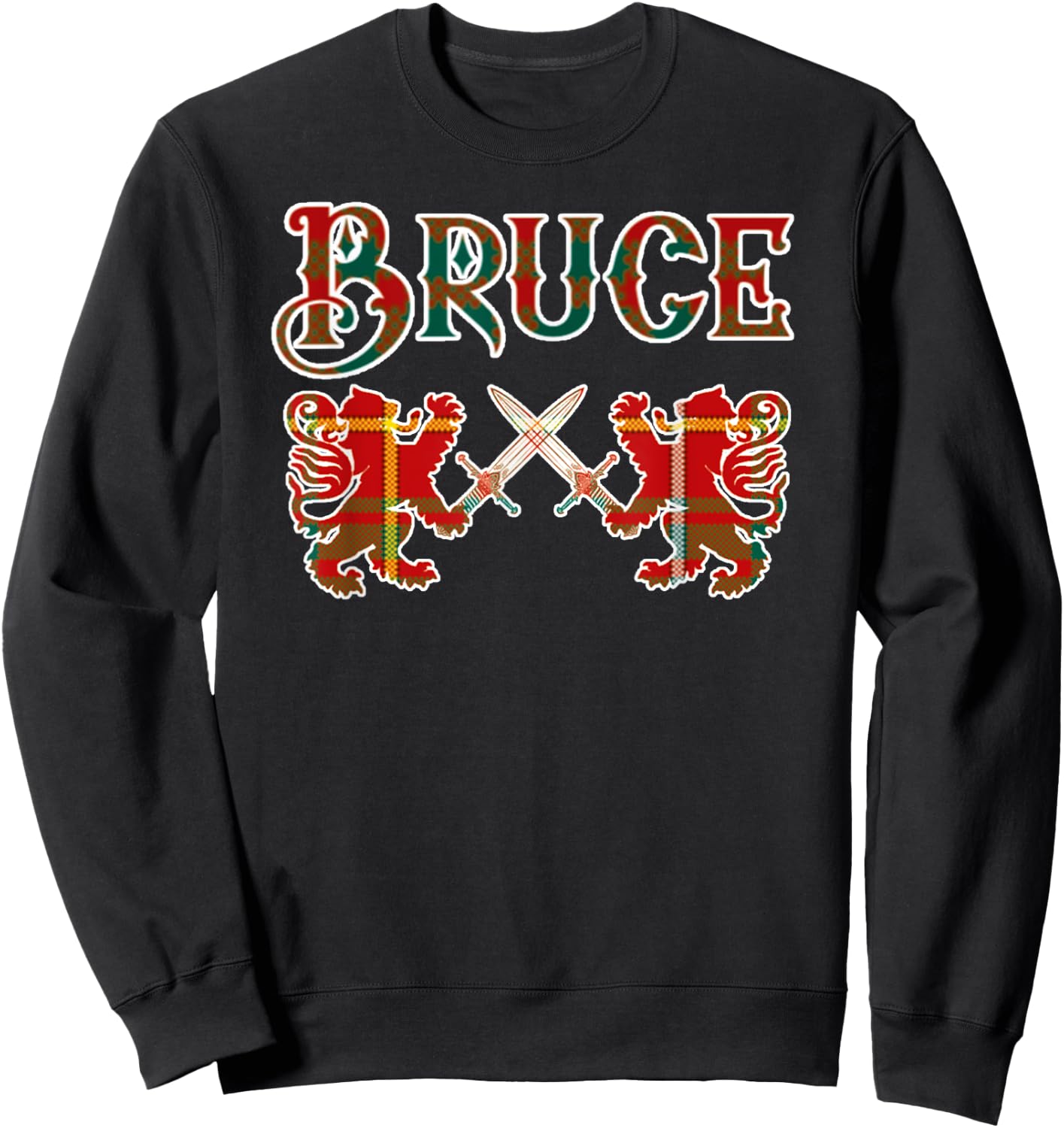 Clan Bruce Scottish Family Kilt Tartan Lion Sweatshirt - Sweatshirt | Black