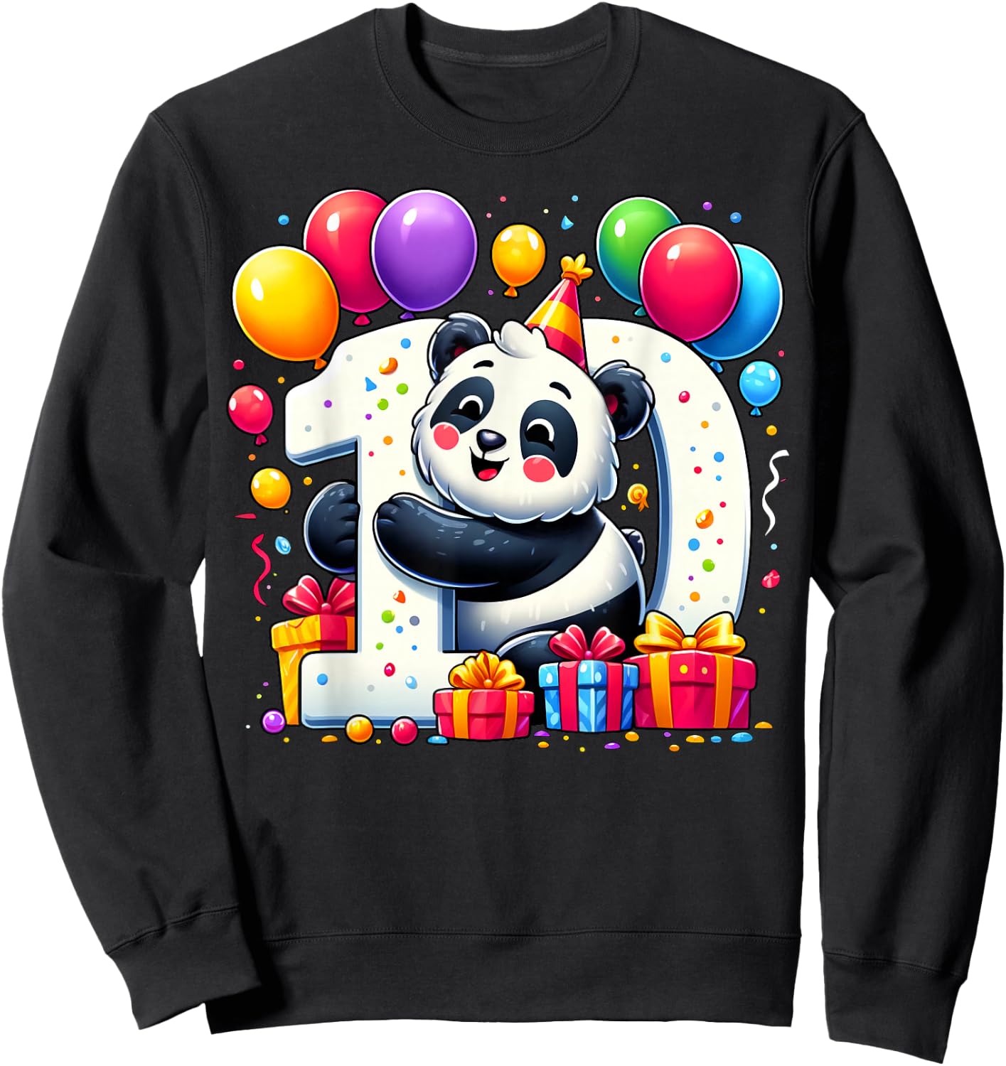 Panda 10th birthday boy girl 10 years old tenth ten Panda Sweatshirt - Sweatshirt | Black