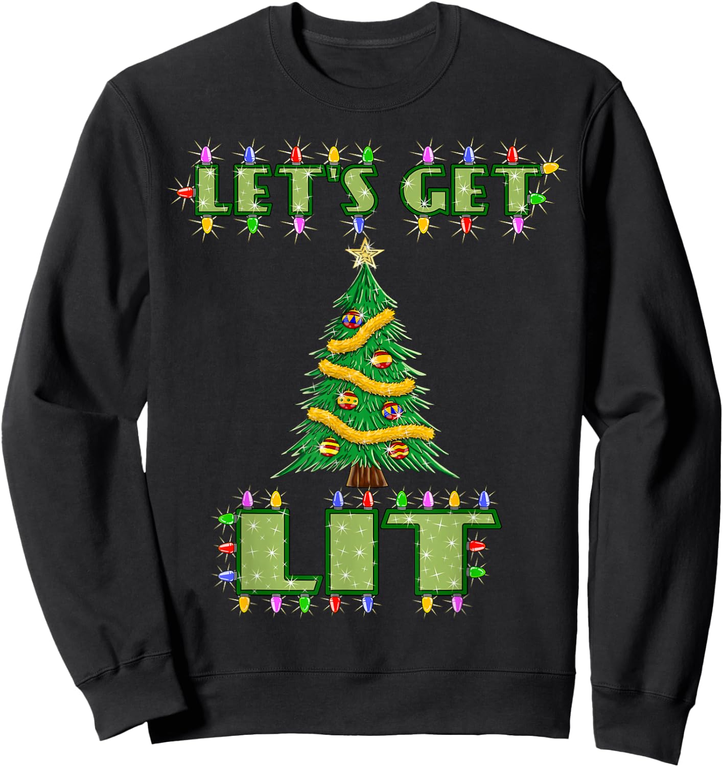 Lets Get Lit Christmas Shirt Its Drinking Dirty Adult Pajama Sweatshirt - Sweatshirt | Black