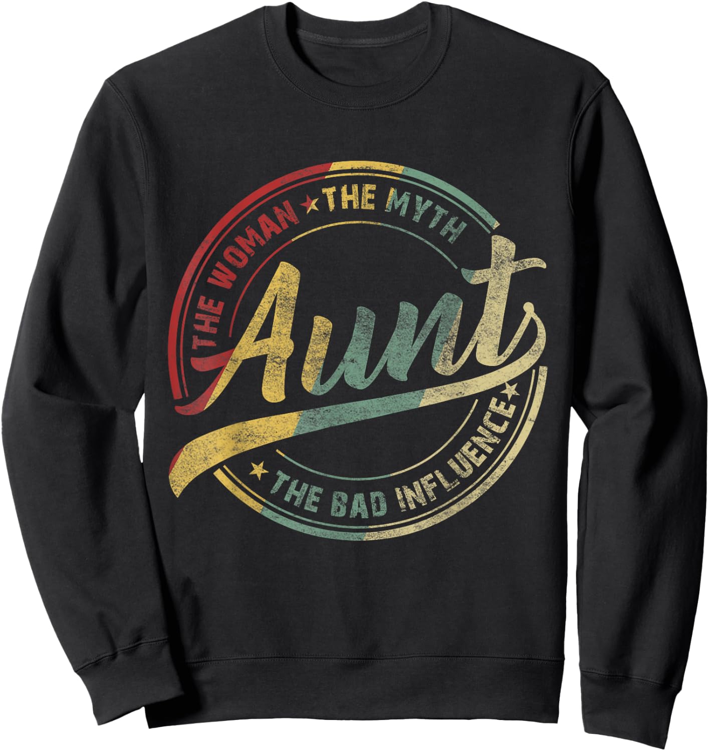 Vintage Aunt Woman Myth Bad Influence funny aunt gift Sweatshirt - Sweatshirt | Black