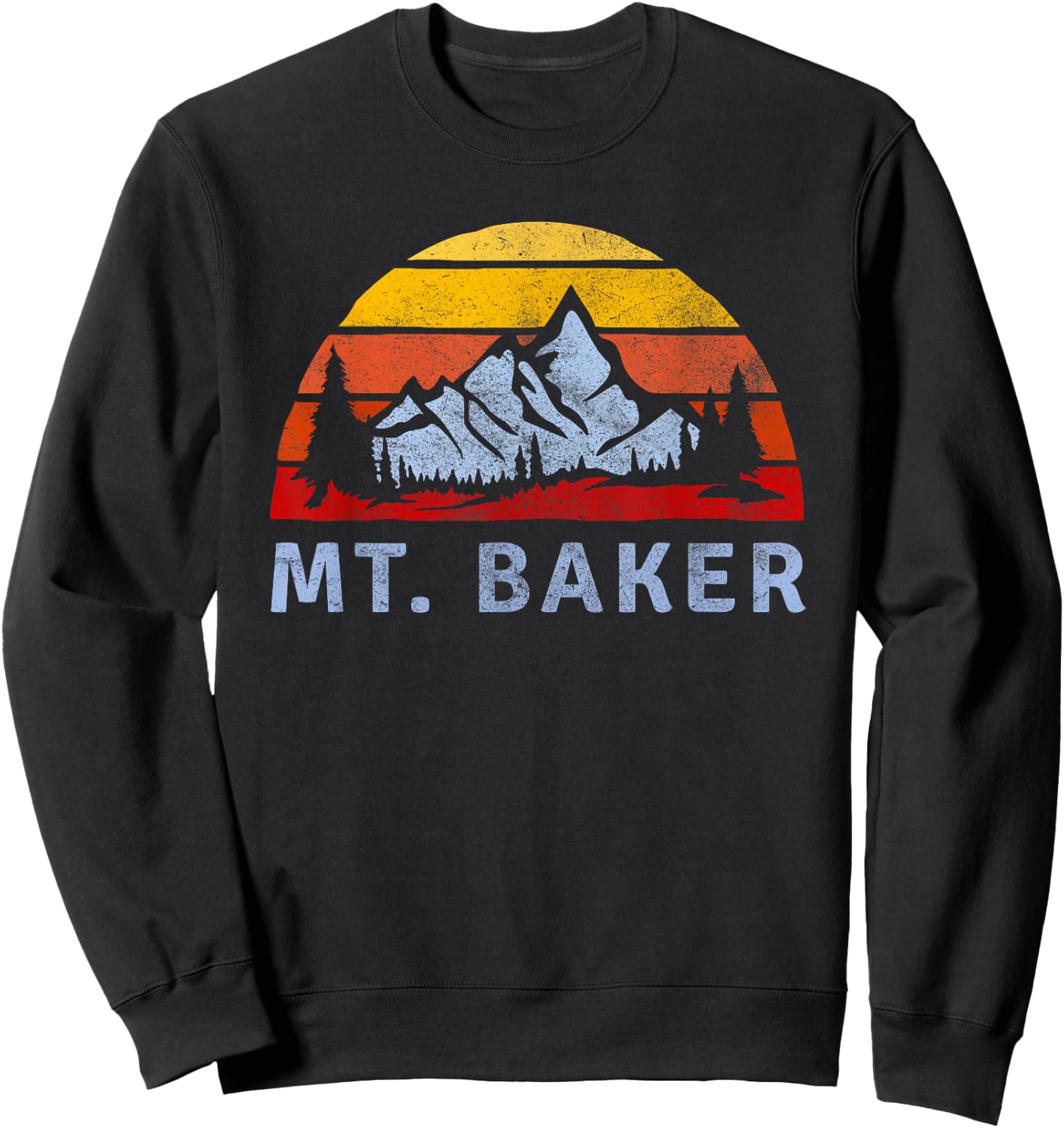 Mt. Baker Retro Mountain Sunset design Sweatshirt - Sweatshirt | Black
