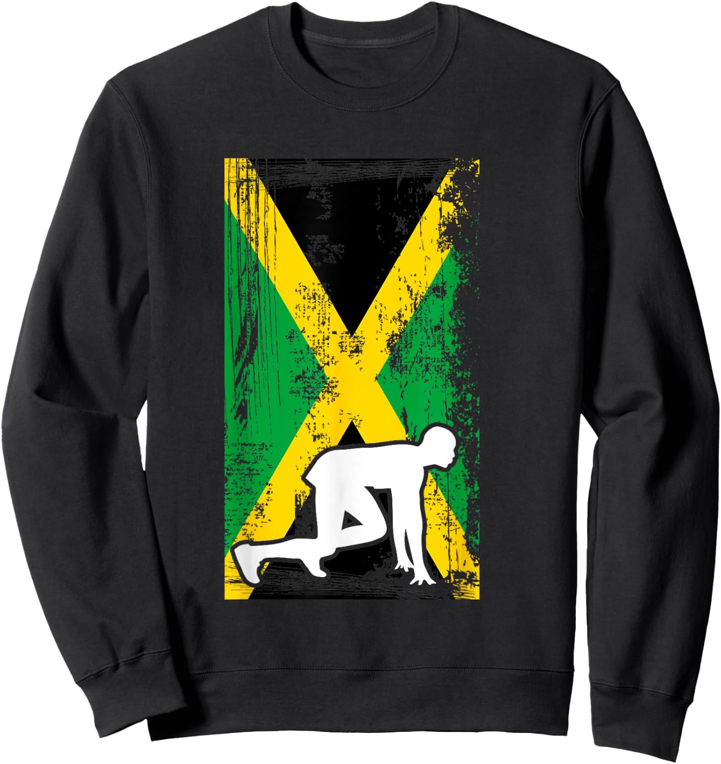 Jamaica Track & Field Country Flag Silhouette Sport Sweatshirt - Sweatshirt | Black