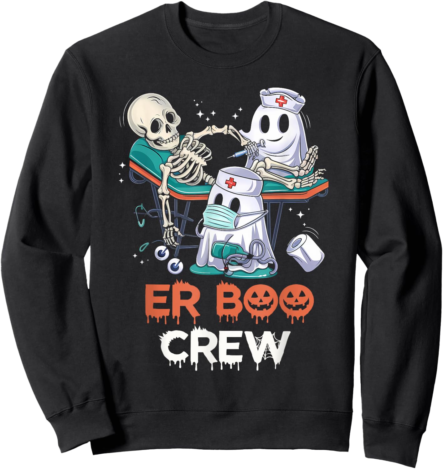 ER nurse shirt halloween ER boo crew Emergency Department Sweatshirt - Sweatshirt | Black