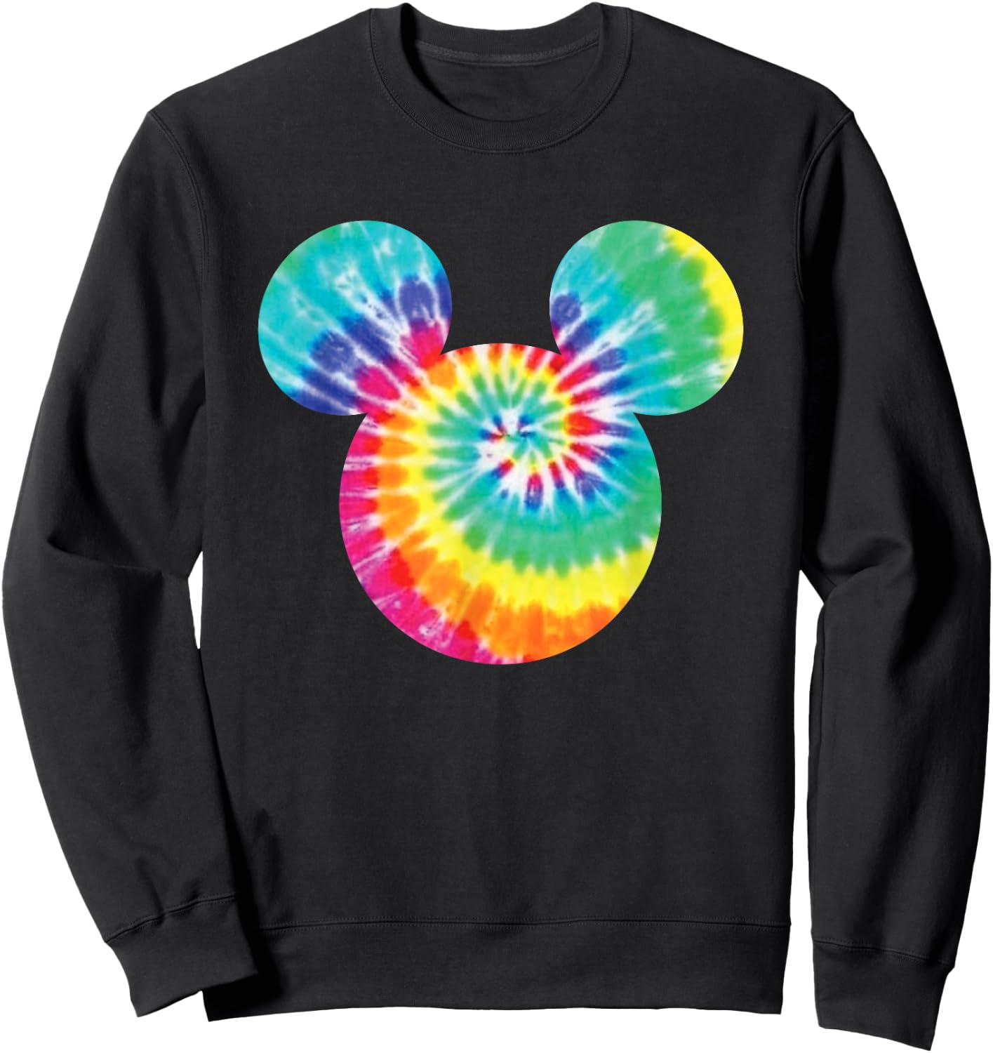 Disney Mickey Mouse Icon Rainbow Tie-Dye Short Sleeve Sweatshirt - Sweatshirt | Black