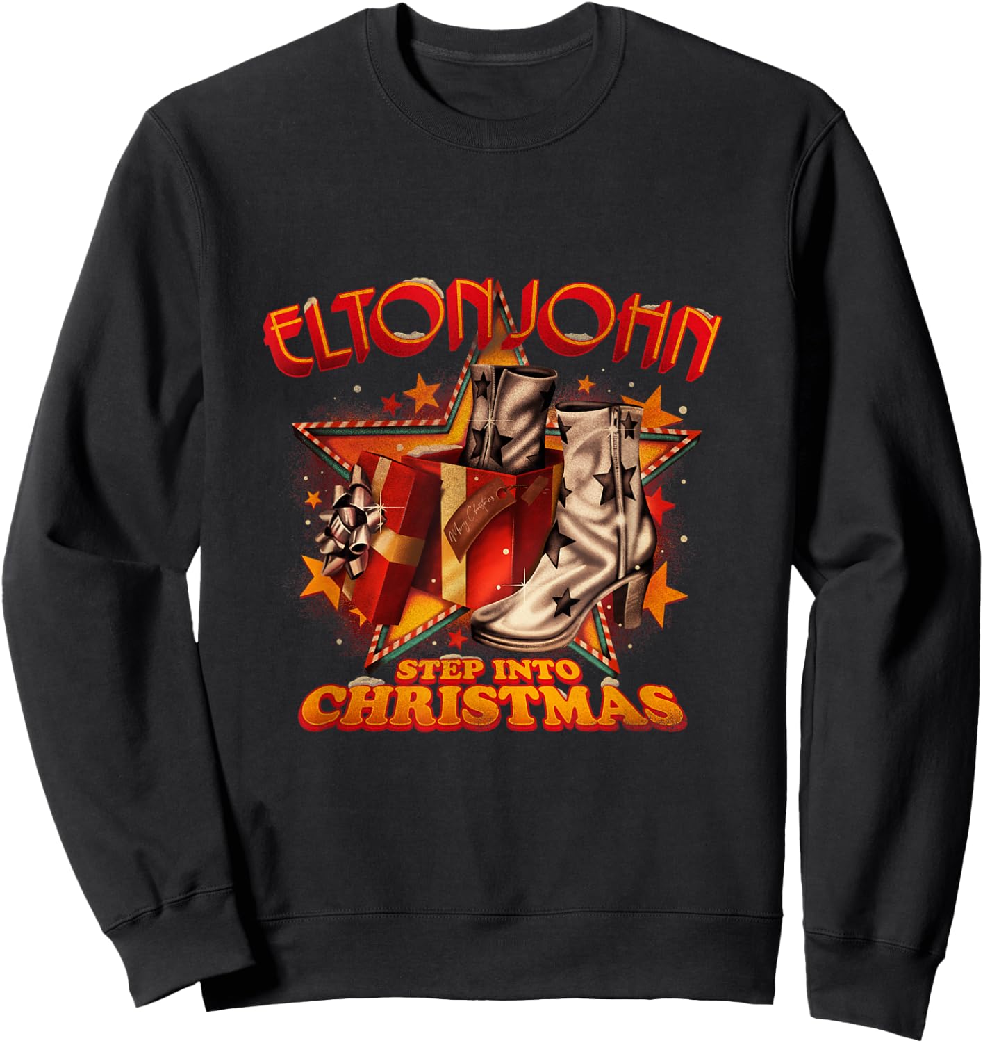 Official Elton John Step Into Christmas Boots Sweatshirt - Sweatshirt | Black