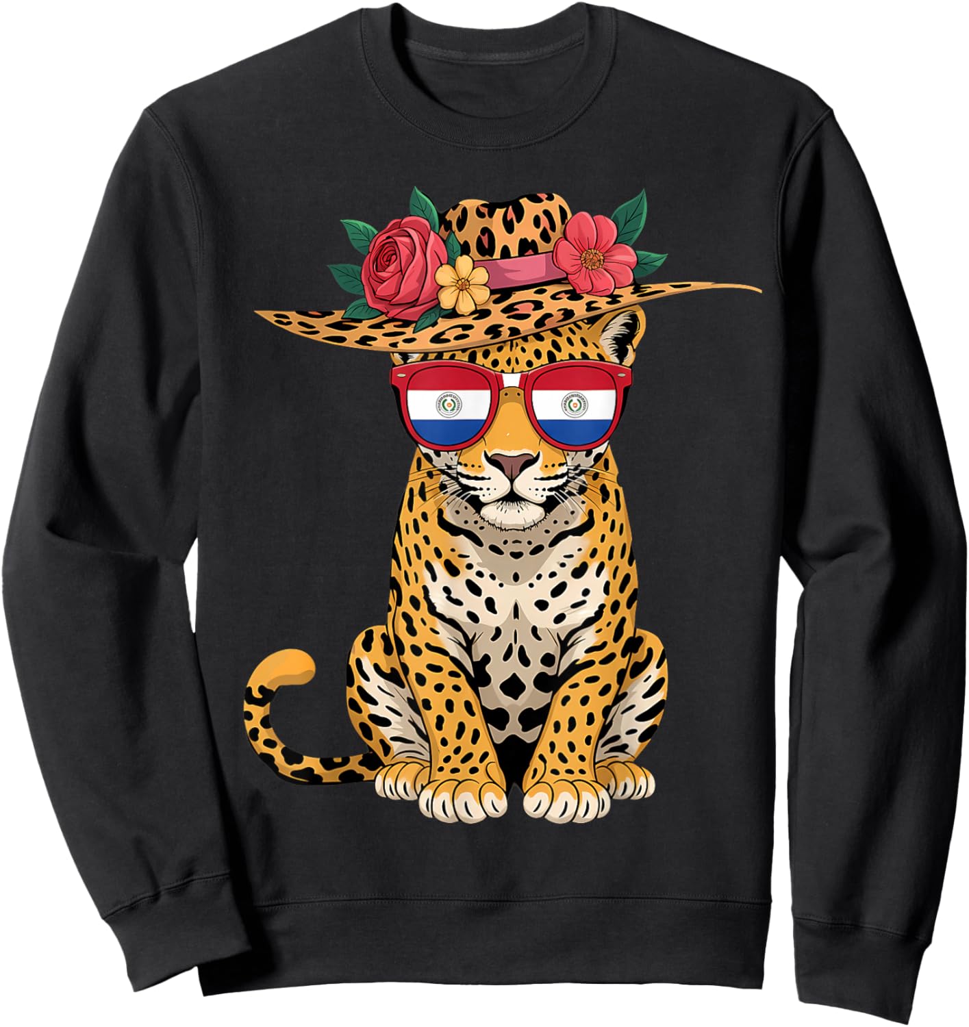 Paraguay Roots Leopard Paraguayan Flag Sweatshirt - Sweatshirt | Black
