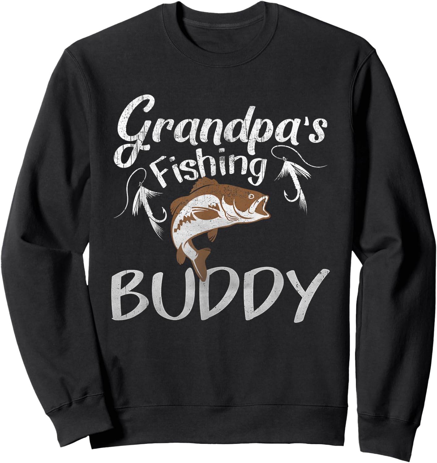 Grandpa's Fishing Buddy Grandson Granddaughter Sweatshirt - Sweatshirt | Black