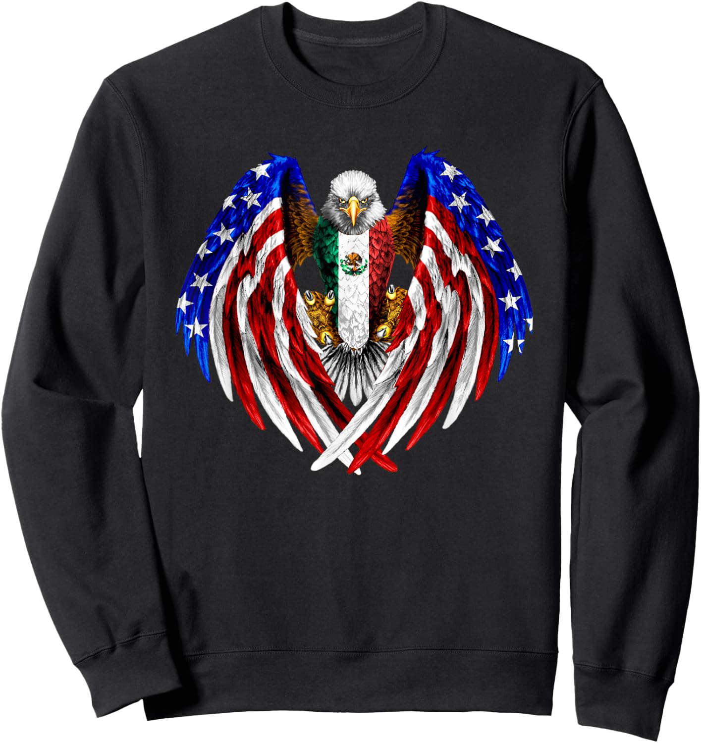 Mexican American Mexico USA Flag Eagle Sweatshirt - Sweatshirt | Black
