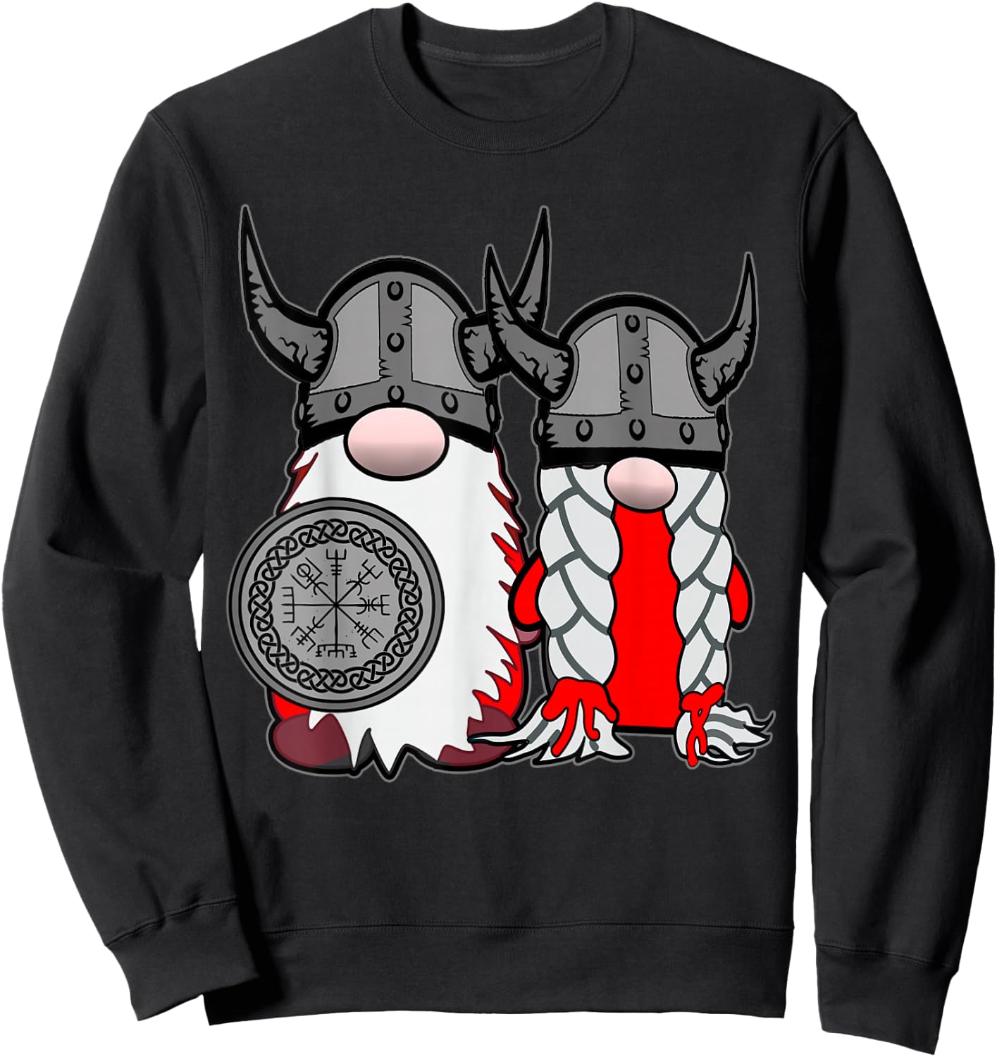Cute Nordic Gnome Viking Tomte Couple Scandinavian Nisse Sweatshirt - Sweatshirt | Black